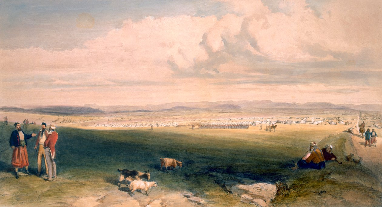 Camp of the Light Division, tallrik från "The Seat of War in the East", pub. av Paul und Dominic Colnaghi und Co., 1856 av William Crimea Simpson