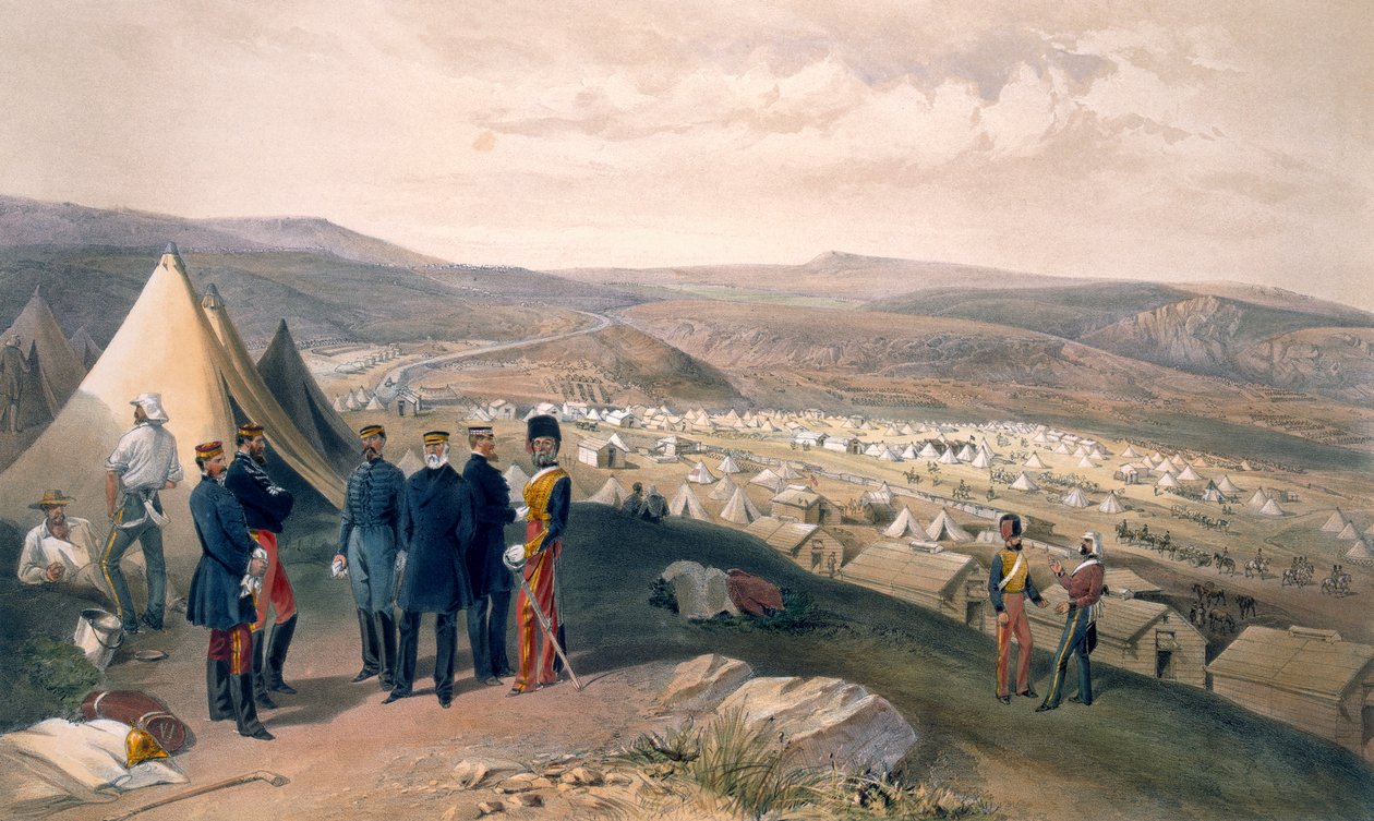 Cavalry Camp, tallrik från "The Seat of War in the East", pub. av Paul und Dominic Colnaghi und Co., 1856 av William Crimea Simpson