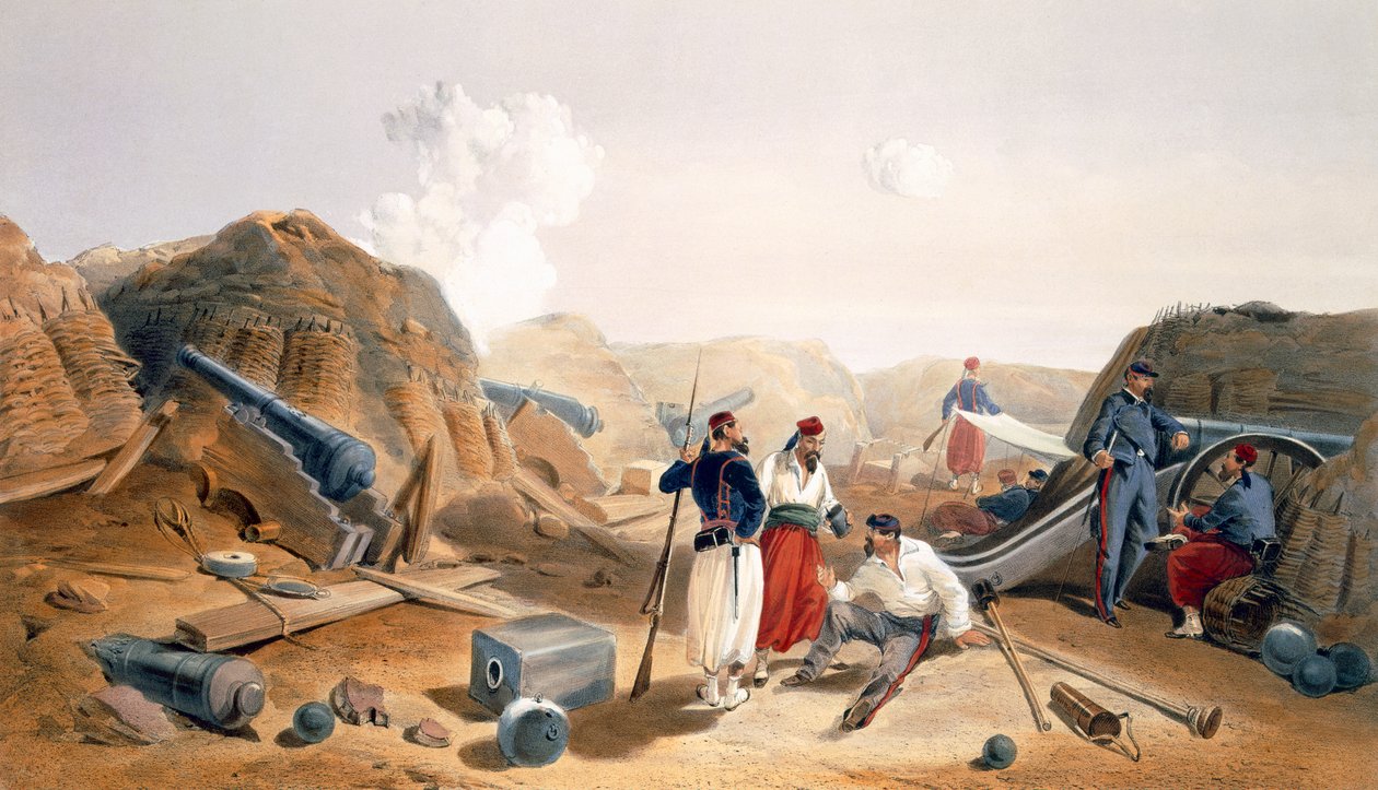 Interiör av Mamelon Vert, tallrik från "The Seat of War in the East", pub. av Paul und Dominic Colnaghi und Co., 1856 av William Crimea Simpson