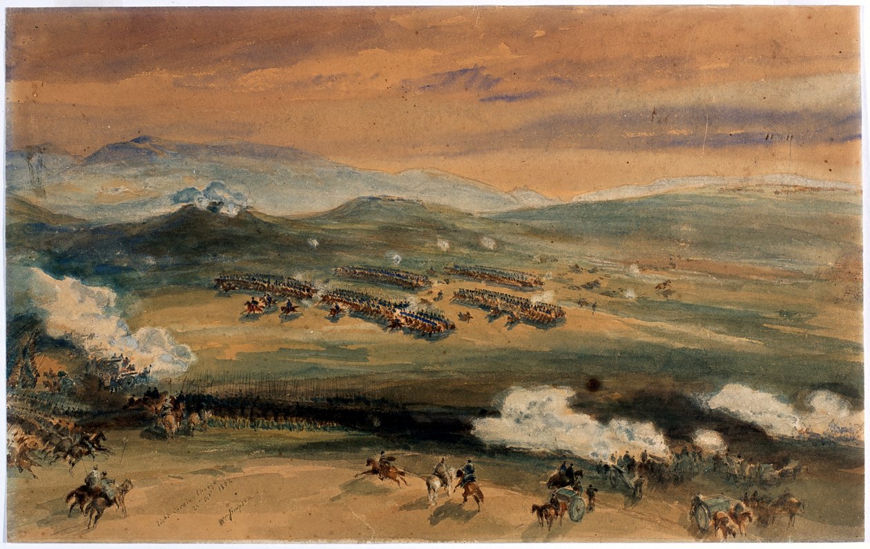 Den lätta brigadens anfall i slaget vid Balaklava, 1854 av William Crimea Simpson