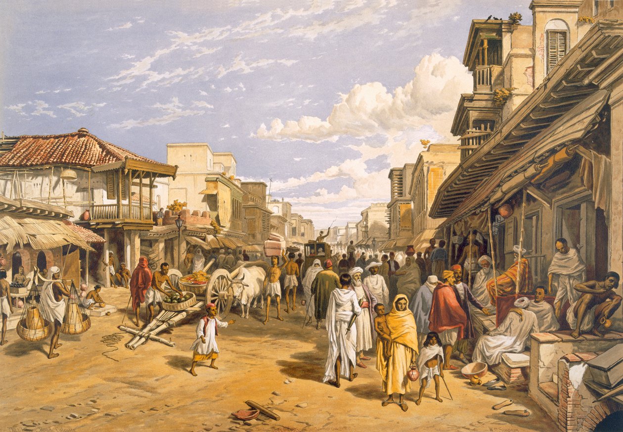 The Chitpore Road, från "India Ancient and Modern", 1867 av William Crimea Simpson