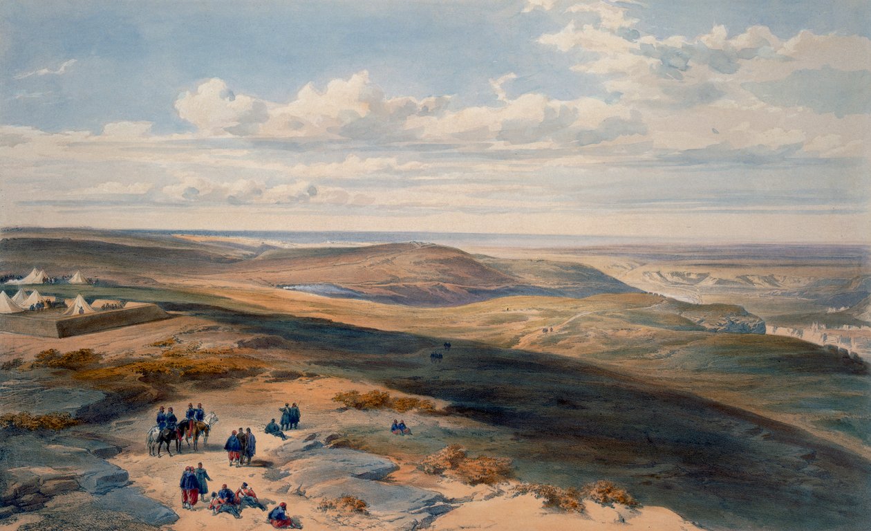 Inkermanfältet, platta från "The Seat of War in the East", utgiven av Paul und Dominic Colnaghi und Co. 1856. av William Crimea Simpson