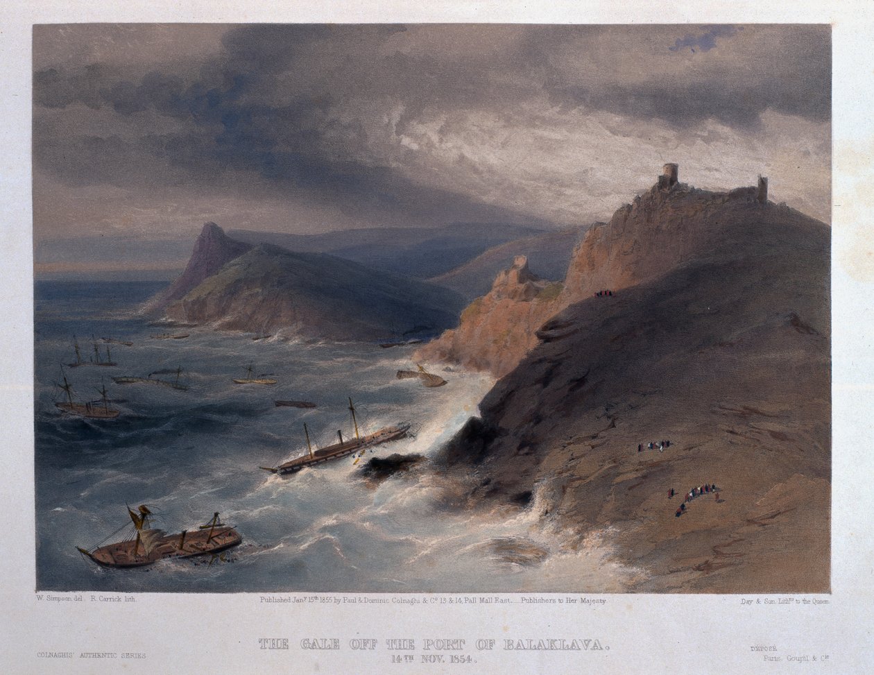 Gale off the Port of Balaklava, 14 november 1854, graverad av R. Carrick, från 