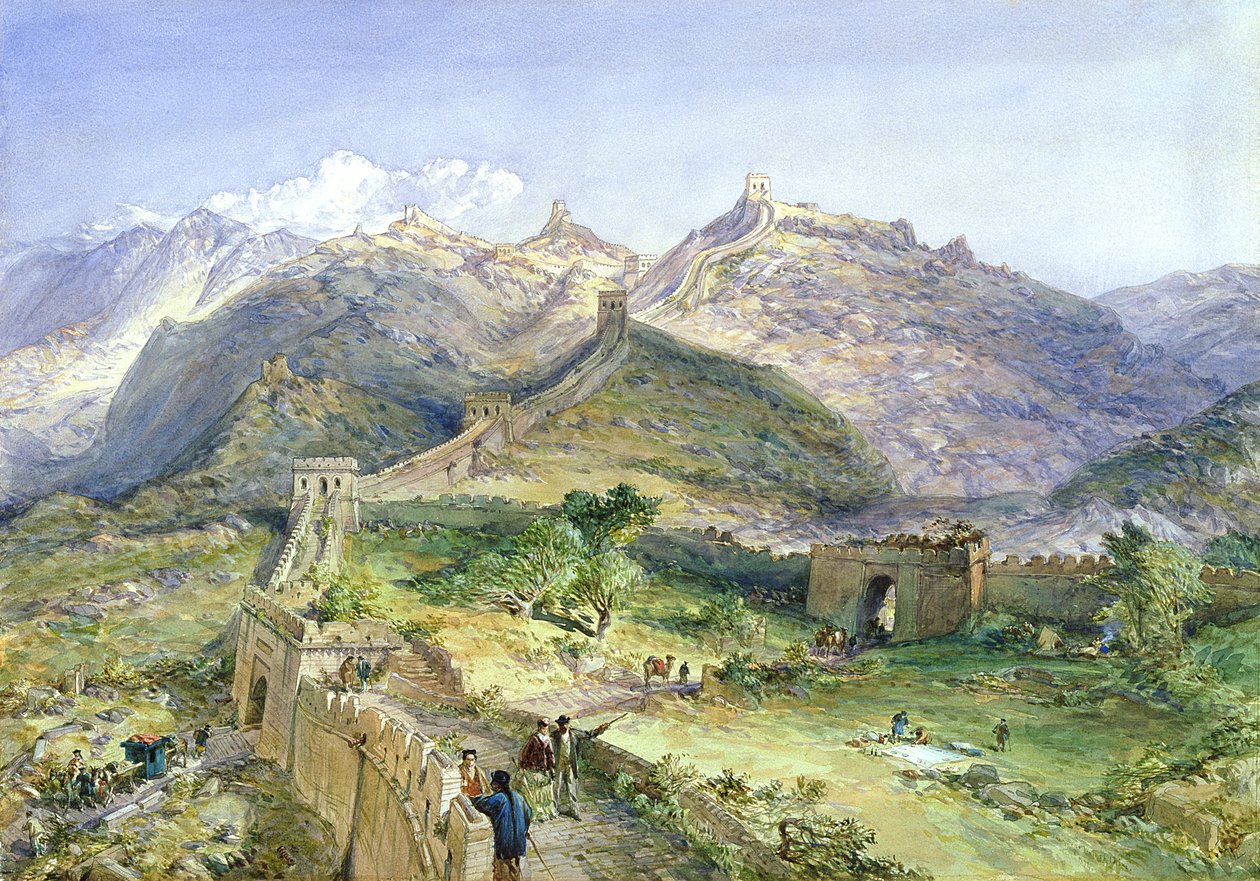 Kinesiska muren, 1874 (wc & penna på papper) av William Crimea Simpson