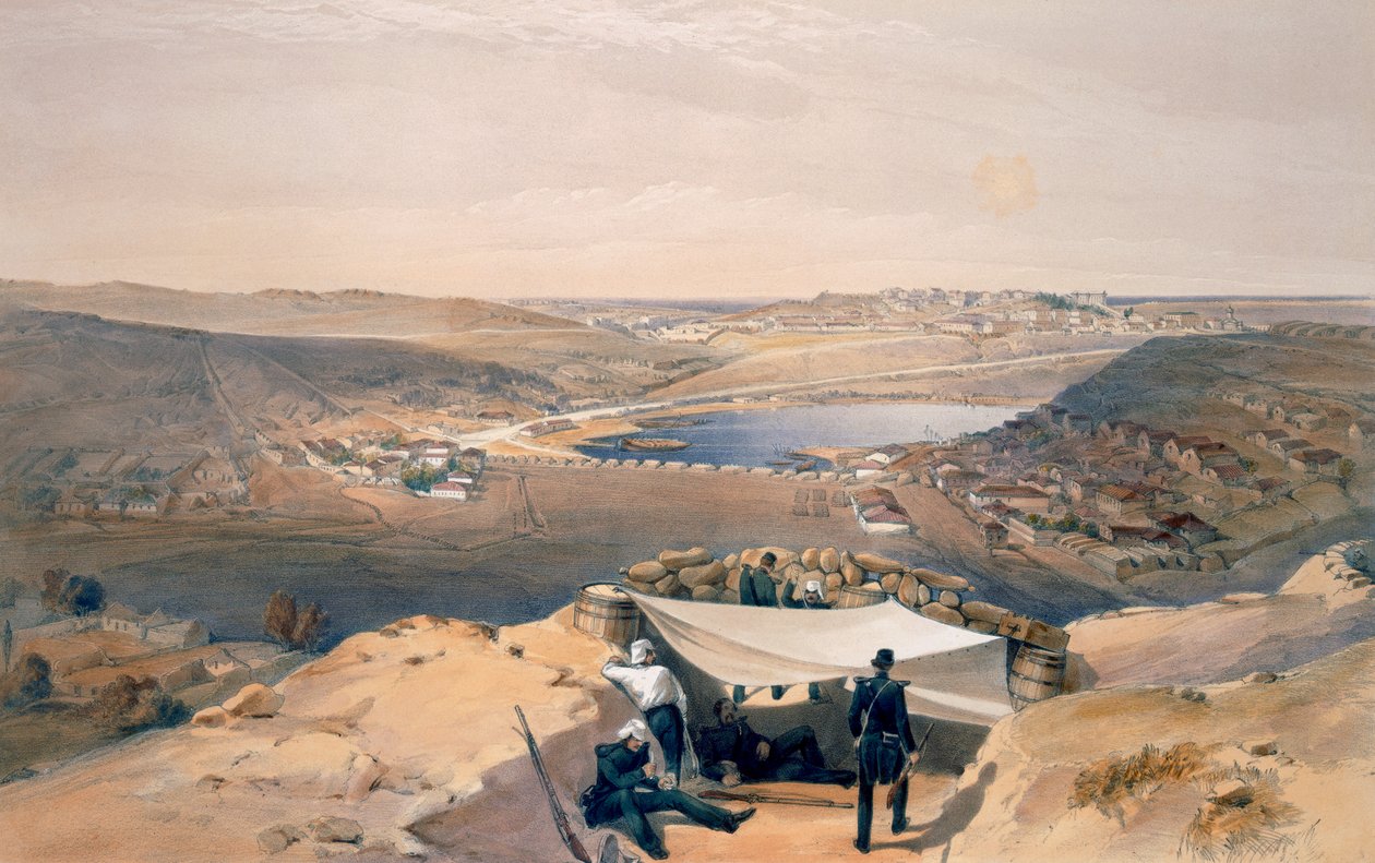 Town Batteries, or Interior Fortifications of Sebastopol, platta från "The Seat of War in the East", utgiven av Paul und Dominic Colnaghi und Co. 1856. av William Crimea Simpson