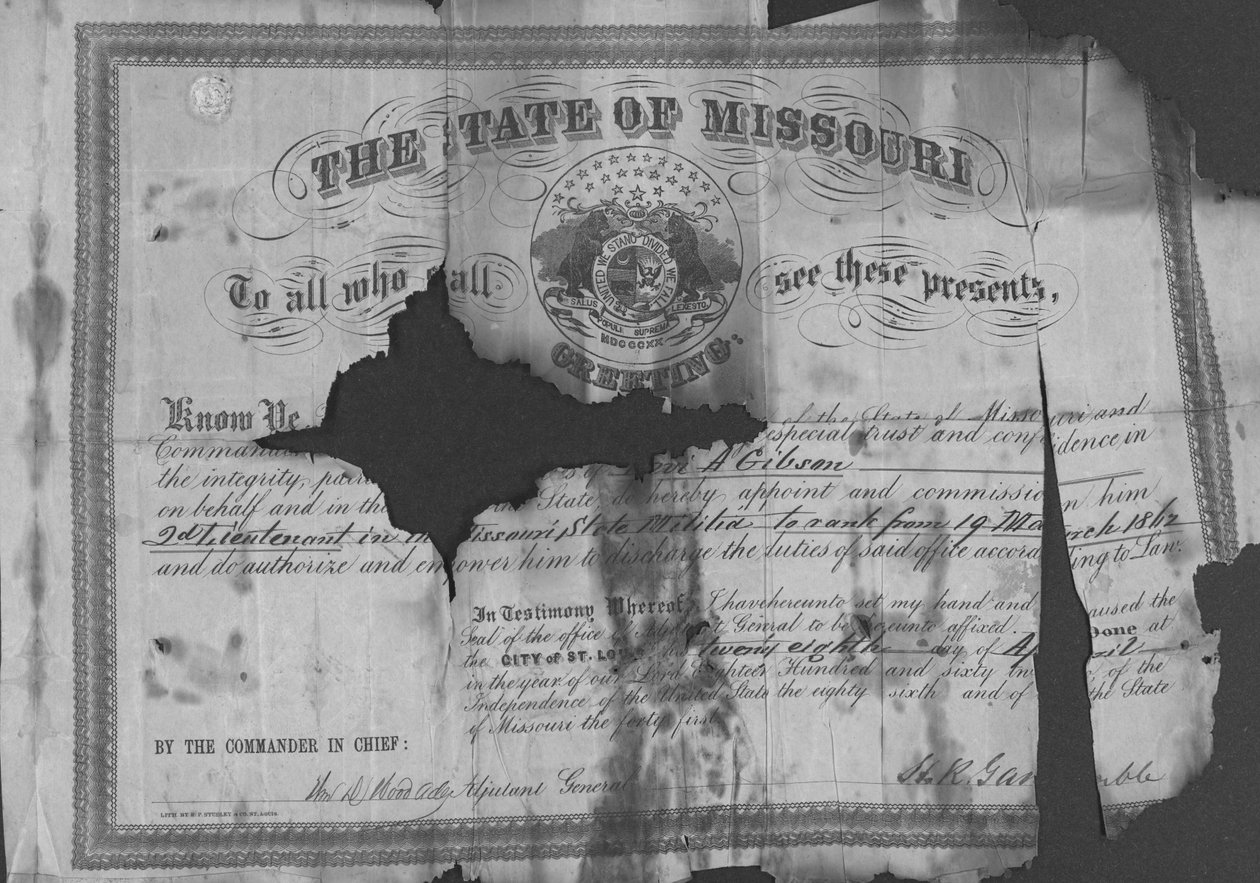 Commission of Levi A. Gibson, April 28, 1862 av William D. Wood