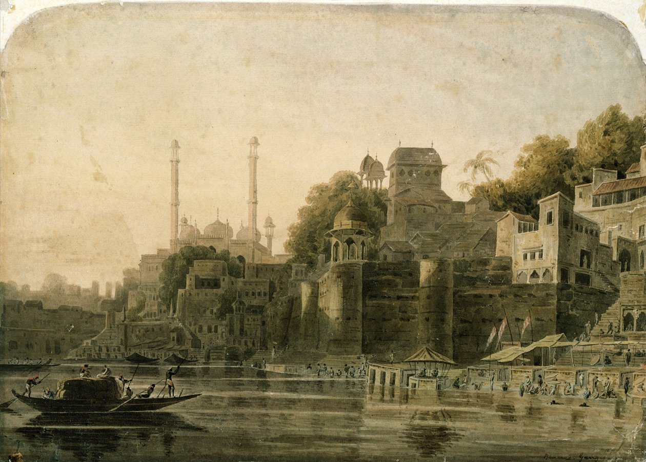 Badscen vid Ghat på Ganges av William Daniell