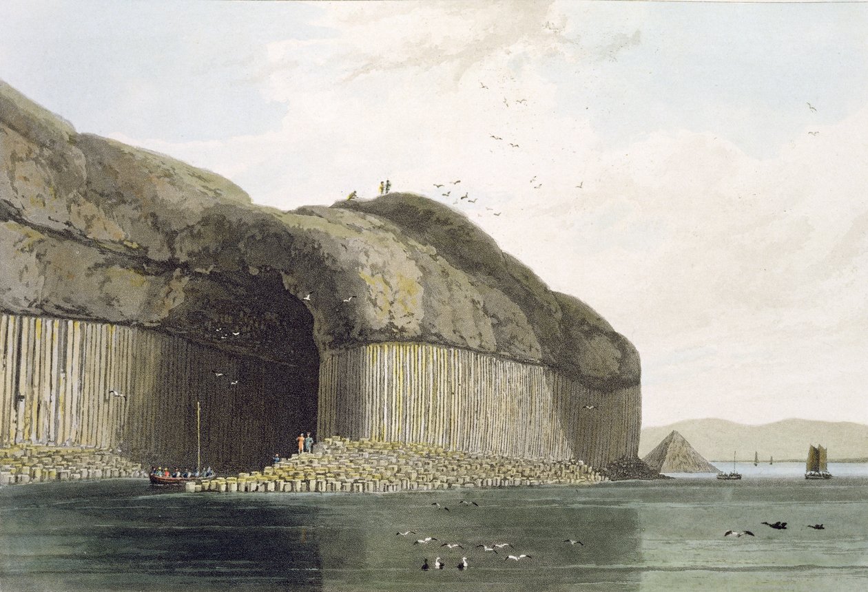 Ingången till Fingals grotta, Staffa, från "A Voyage Around Great Britain", publicerad 1817 av William Daniell