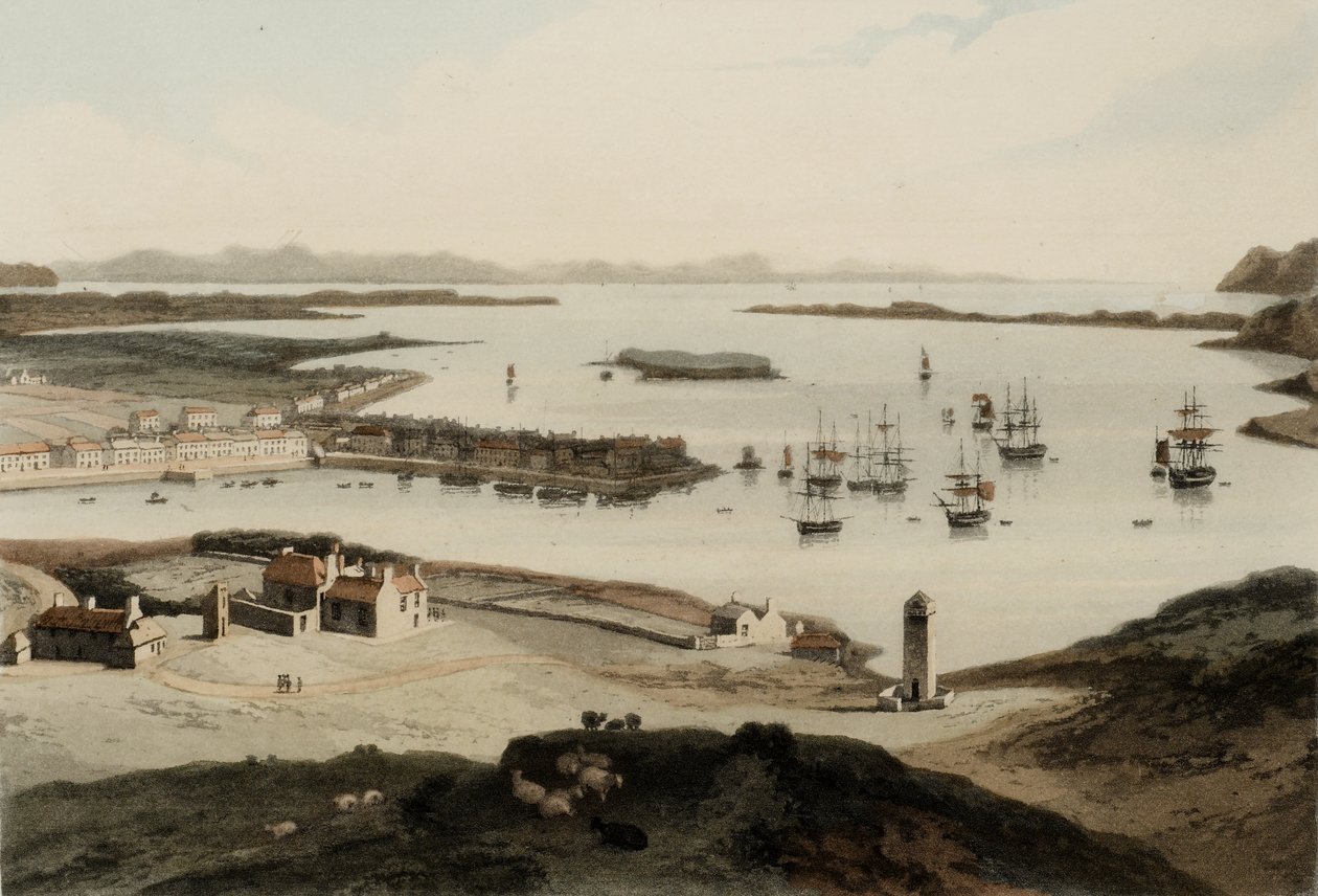 Stornoway på Isle of Lewis, publicerad 1819 av William Daniell