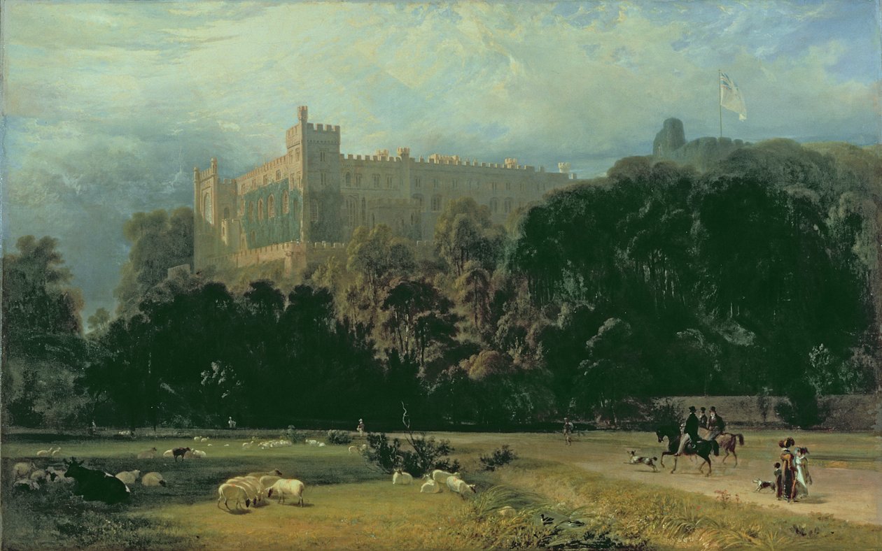 Vy över Arundel Castle från sydost, 1823 av William Daniell