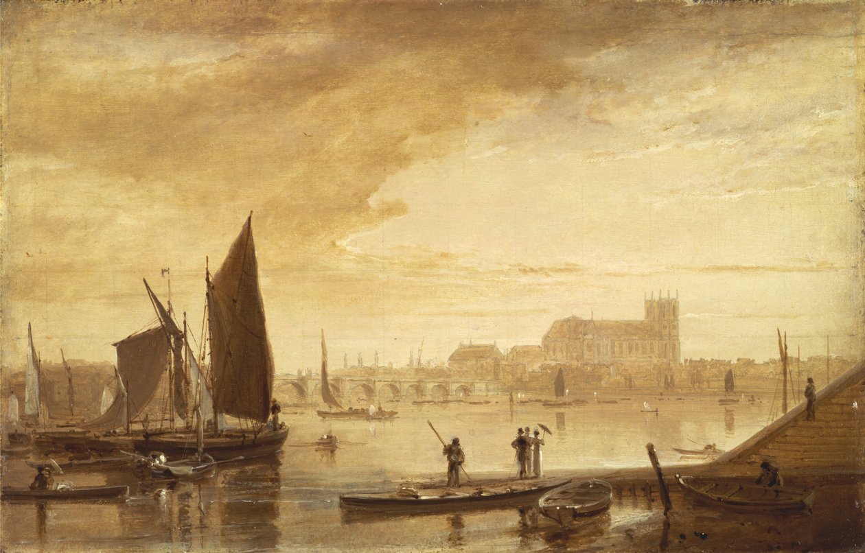 Westminster Bridge och Abbey av William Daniell