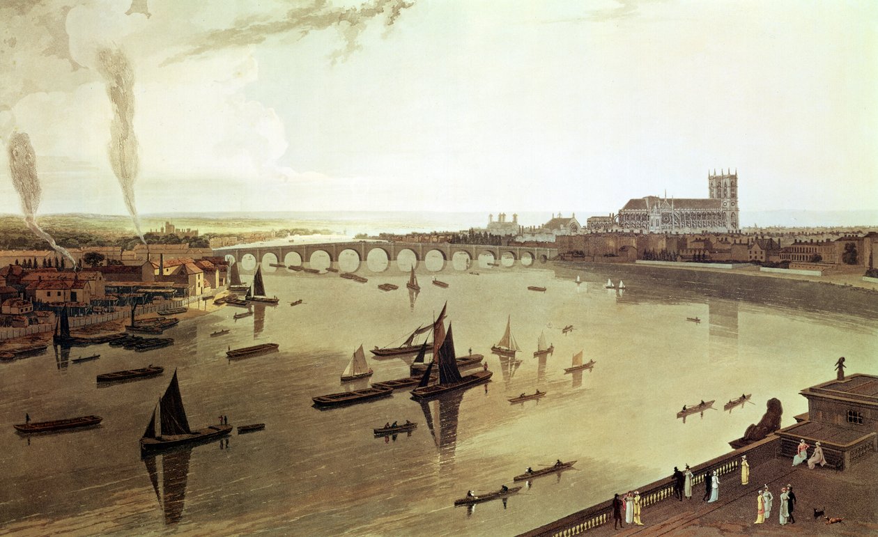 Westminster Bridge, från "General Views of London", 1804 av William Daniell