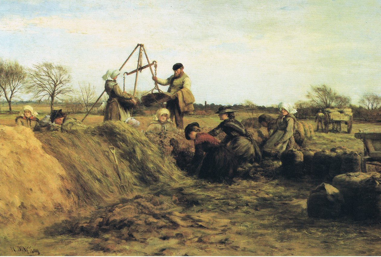 Fältarbete på våren-vid potatisgroparna av William Darling Mackay