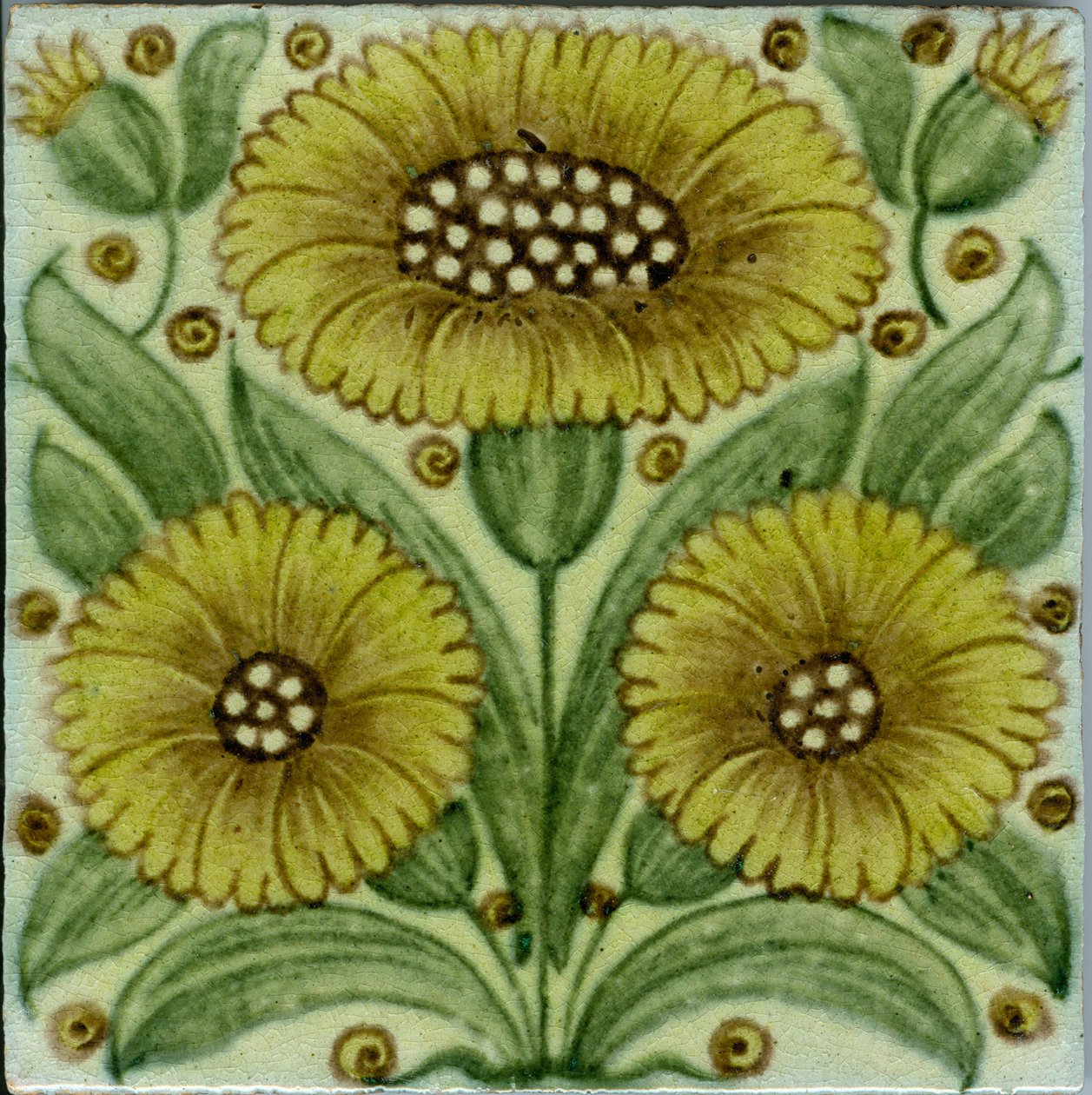 Bedford Park daisy mönster kakel (keramik) av William de Morgan