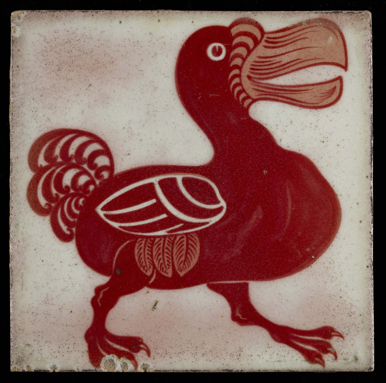 Kakel med Dodo, 1882-1888 (rött och vitt lergods) av William de Morgan