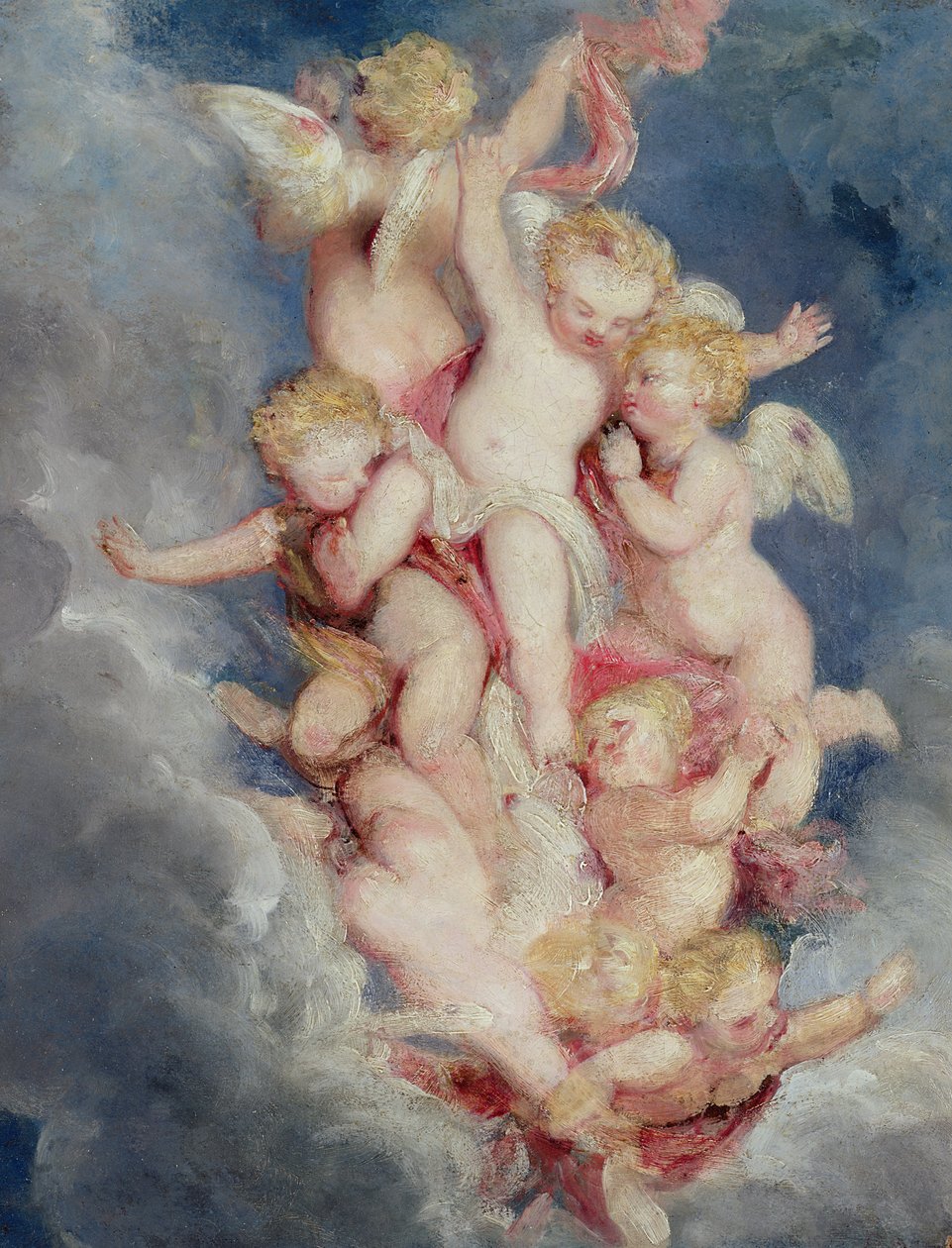 Putti Ascending (olja på frässkiva) av William Derby
