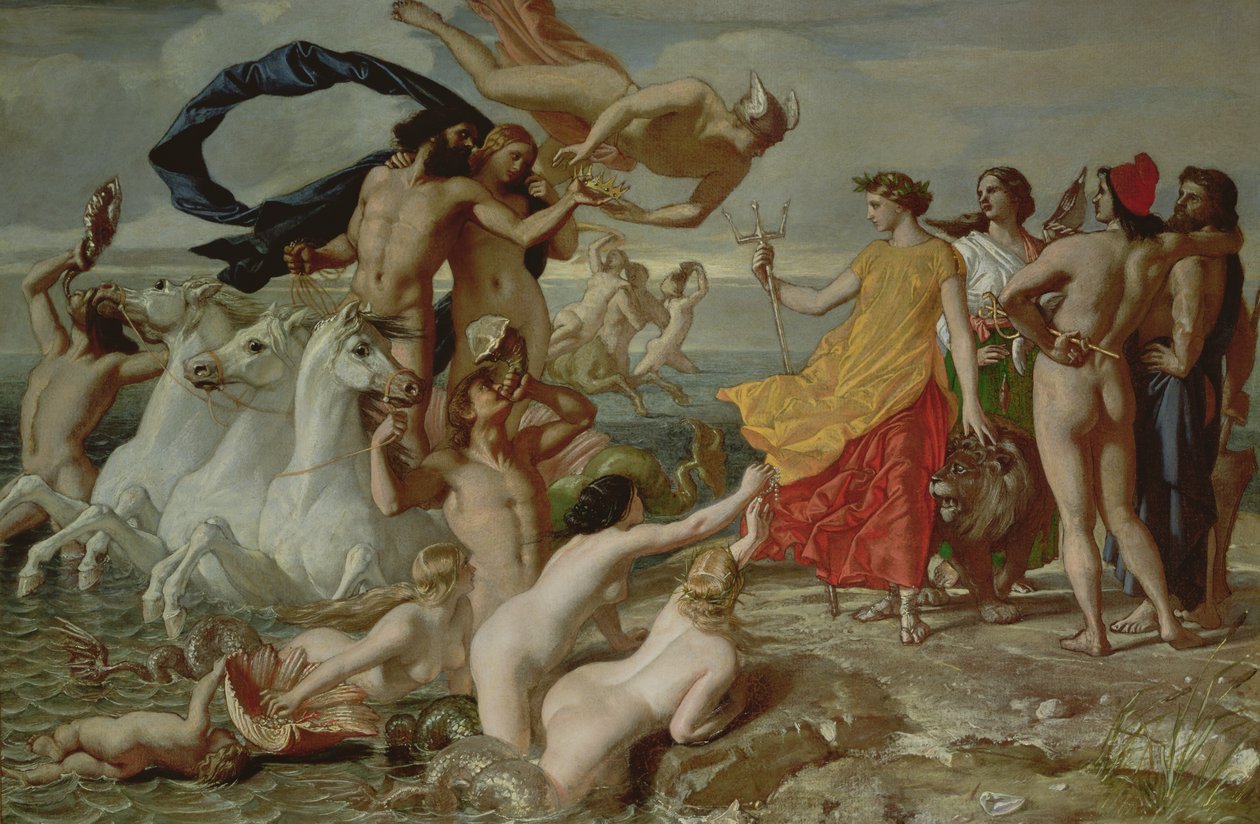 Neptunus avgår till Britannia the Empire of the Sea, 1847 (olja på papper ombord) av William Dyce