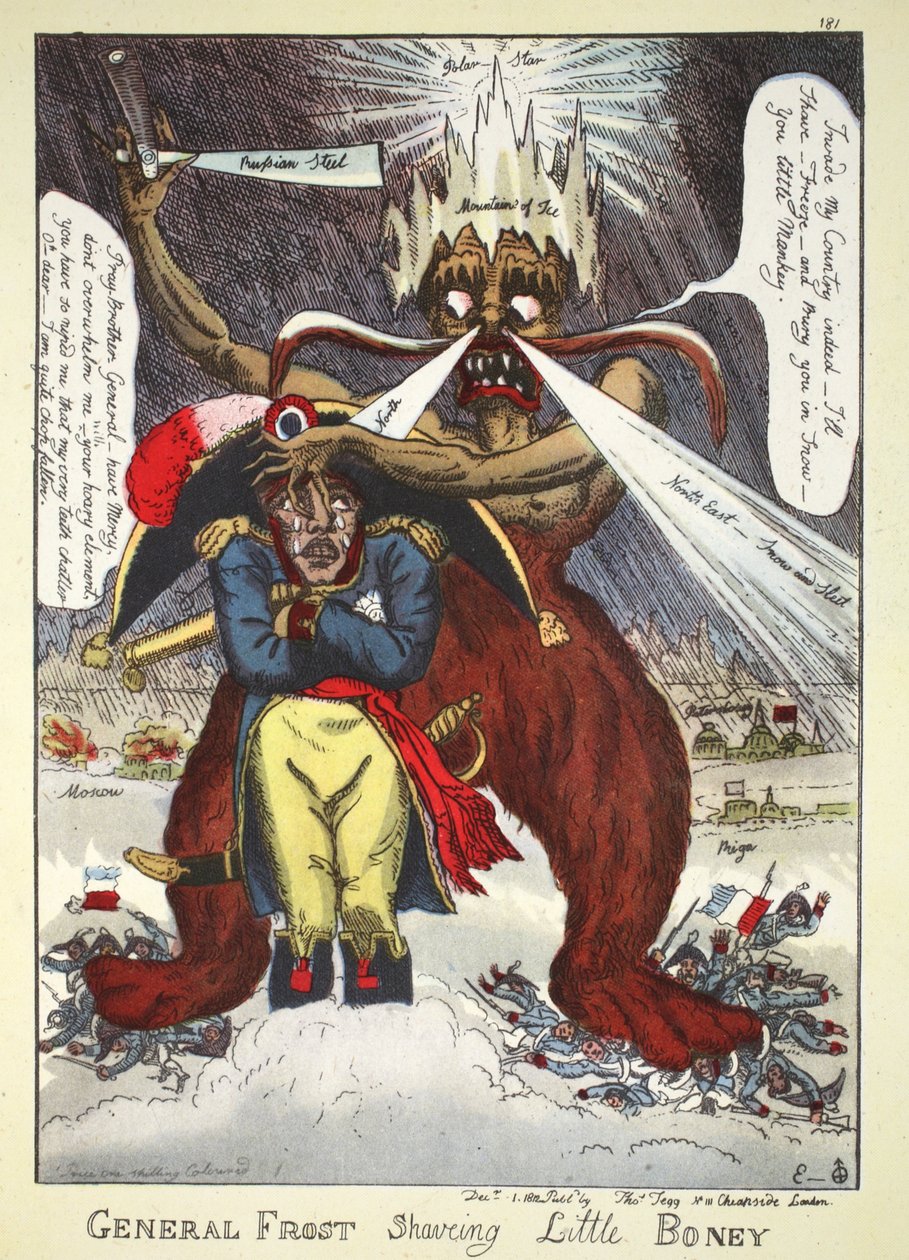 General Frost Shaving Little Boney, pub. Thomas Tegg, 1812 (handfärgad gravyr) av William Elmes