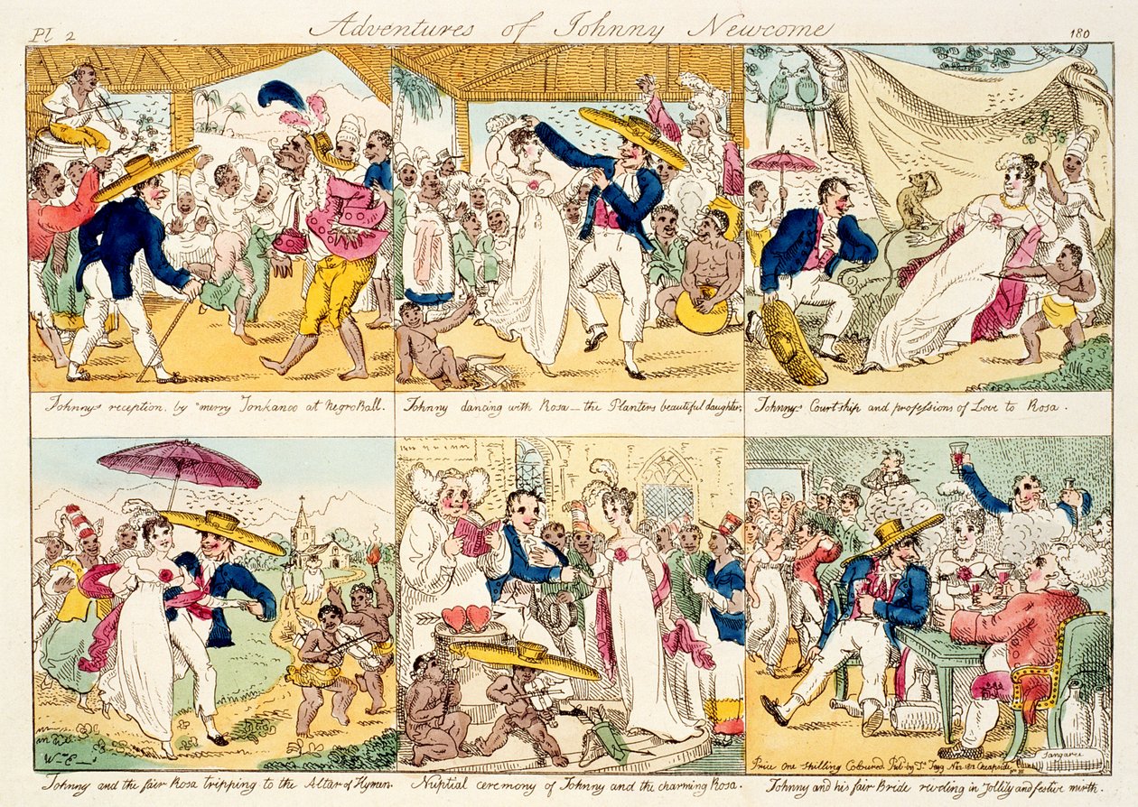 The Adventures of Johnny Newcome, publicerad 1812 (färgad etsning) av William Elmes