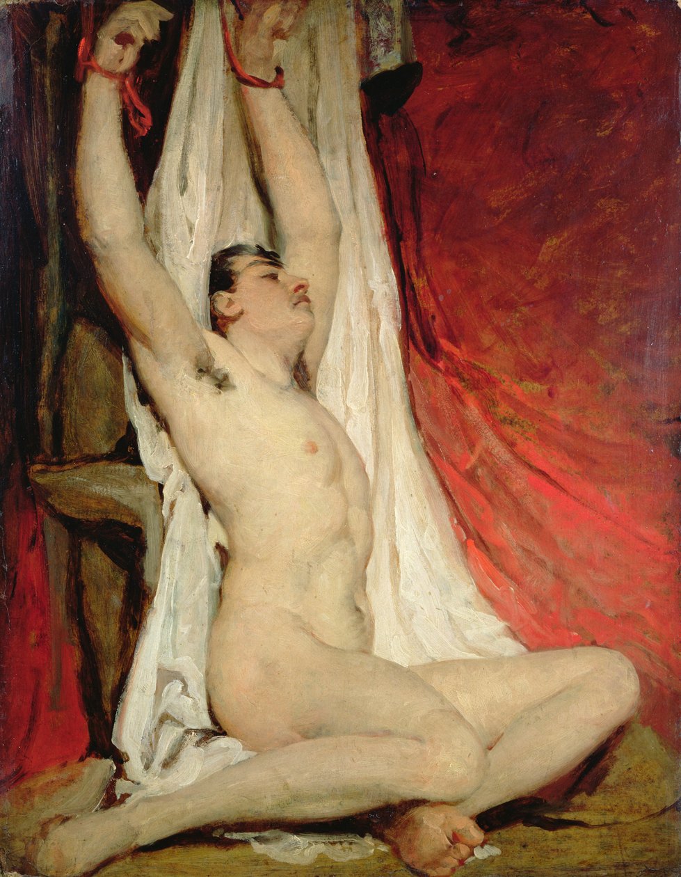 Naken man med uppsträckta armar av William Etty