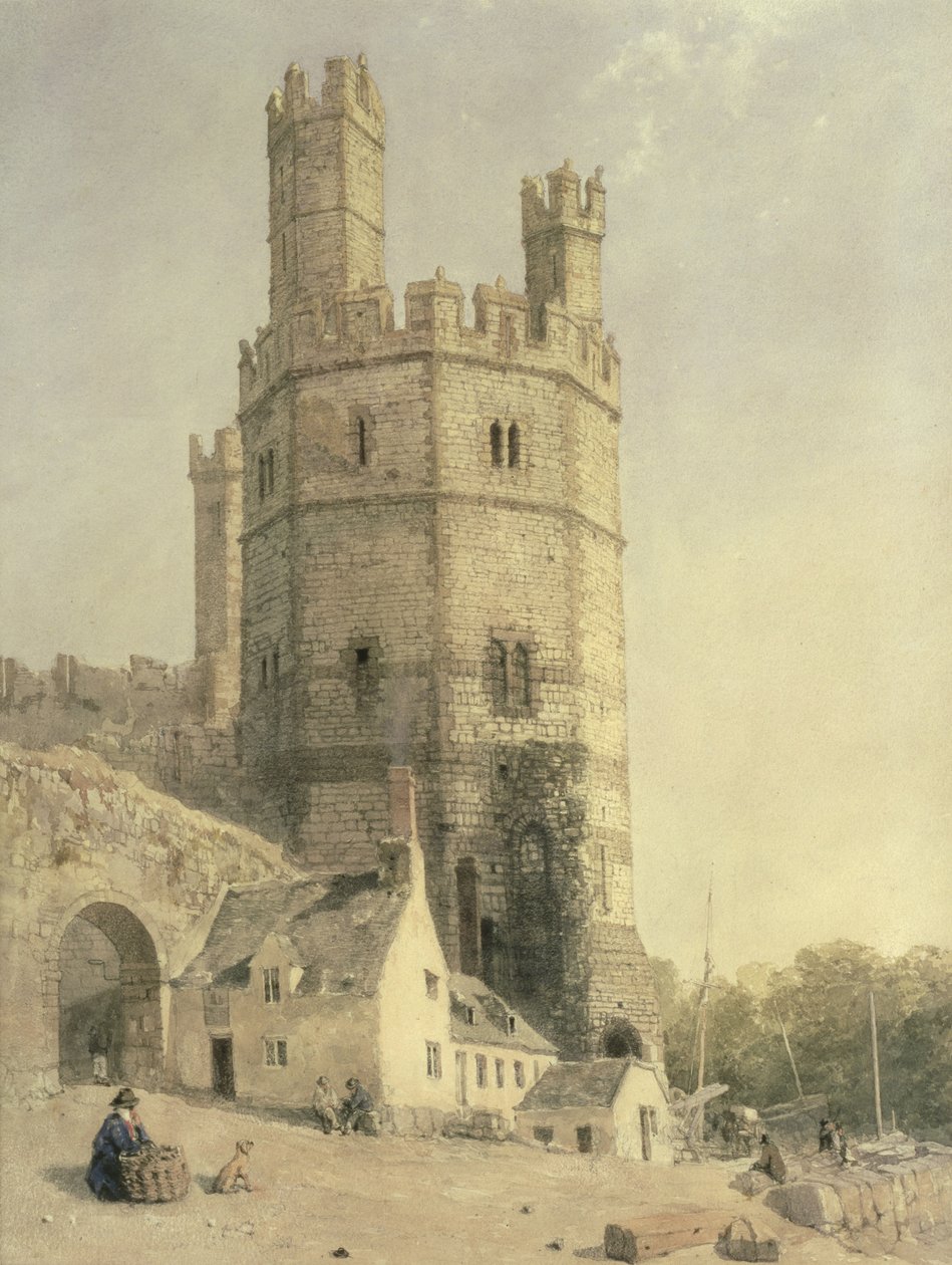 Caernarfon Castle, ca 1842-52 av William Evans