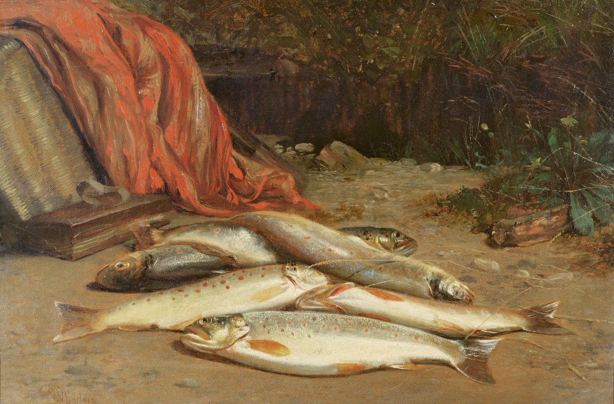 Öring på en flodbank av William Geddes