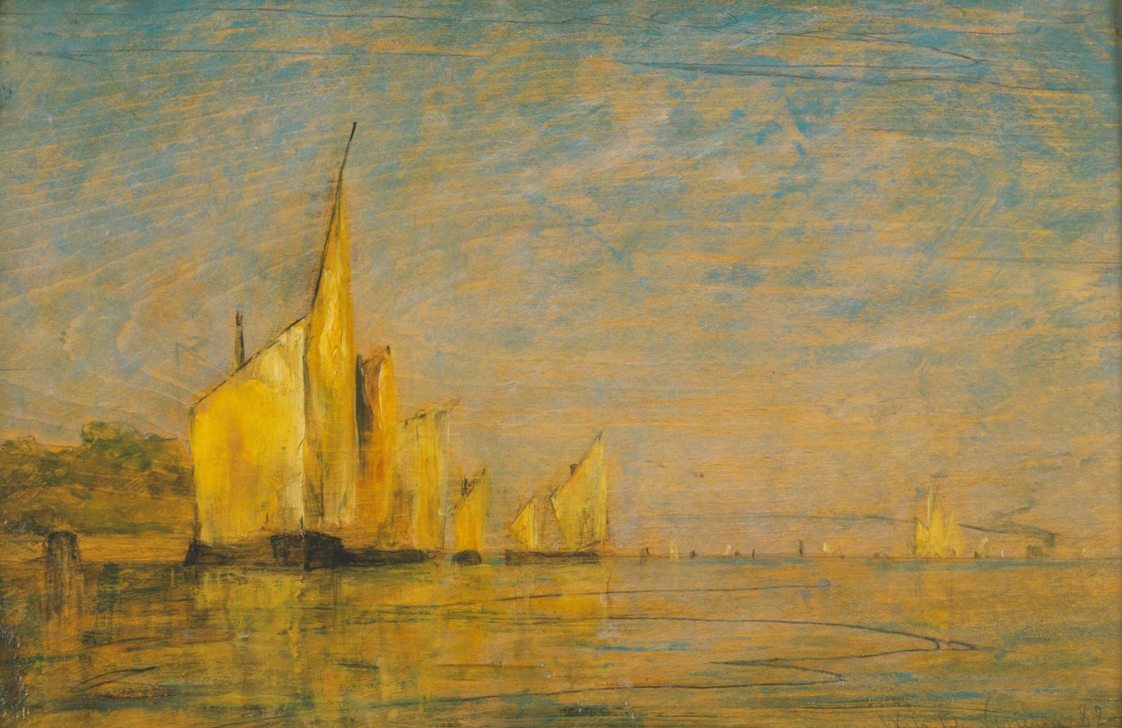 En grupp båtar, Venedig av William Gedney Bunce