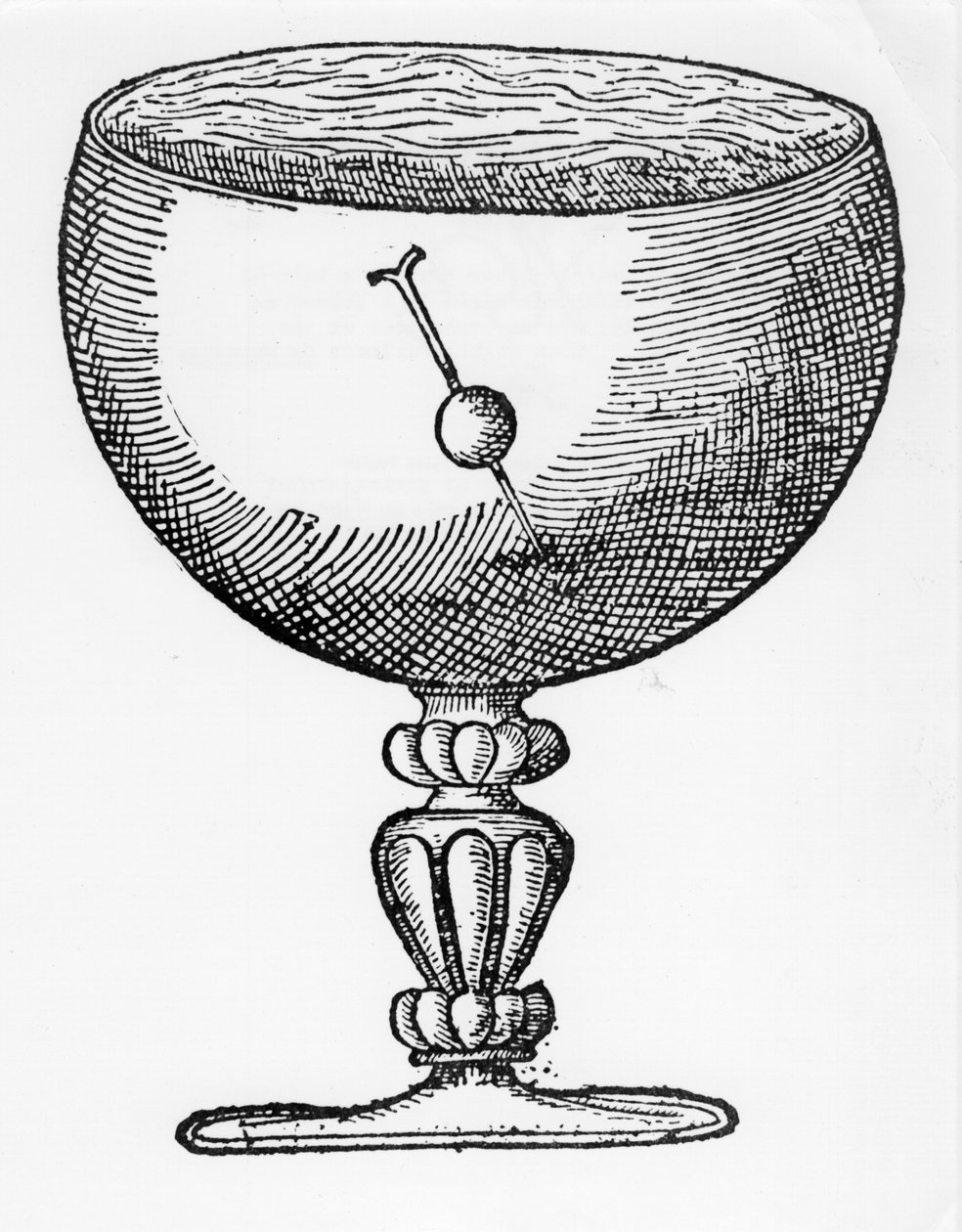 En magnetiserad nål som trycks genom en boll av kork och flyter nedsänkt i en bägare med vatten, visar fall och riktningen för den magnetiska polen. Från William Gilbert De Magnete, London 1600 av William Gilbert