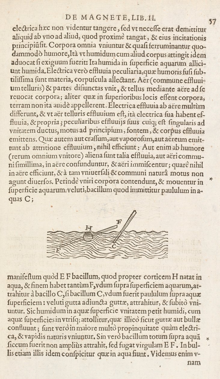 Sida 57 i "De Magnete" av William Gilbert, London 1600 (tryck) av William Gilbert