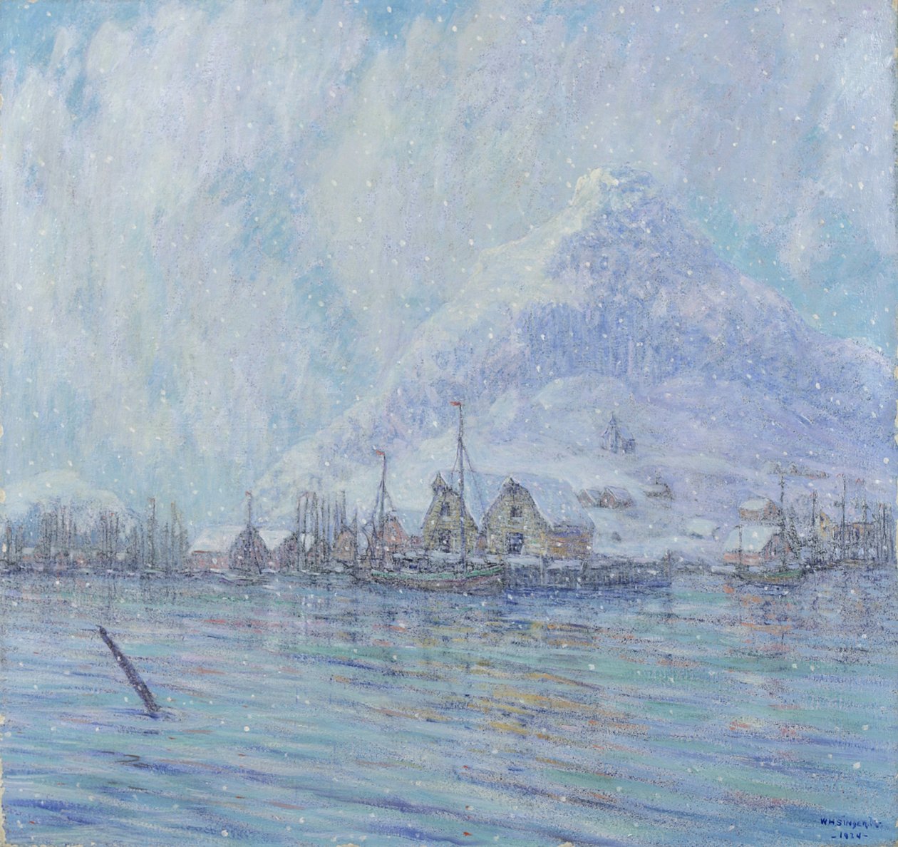 Hamn på vintern, 1924 av William H. Singer
