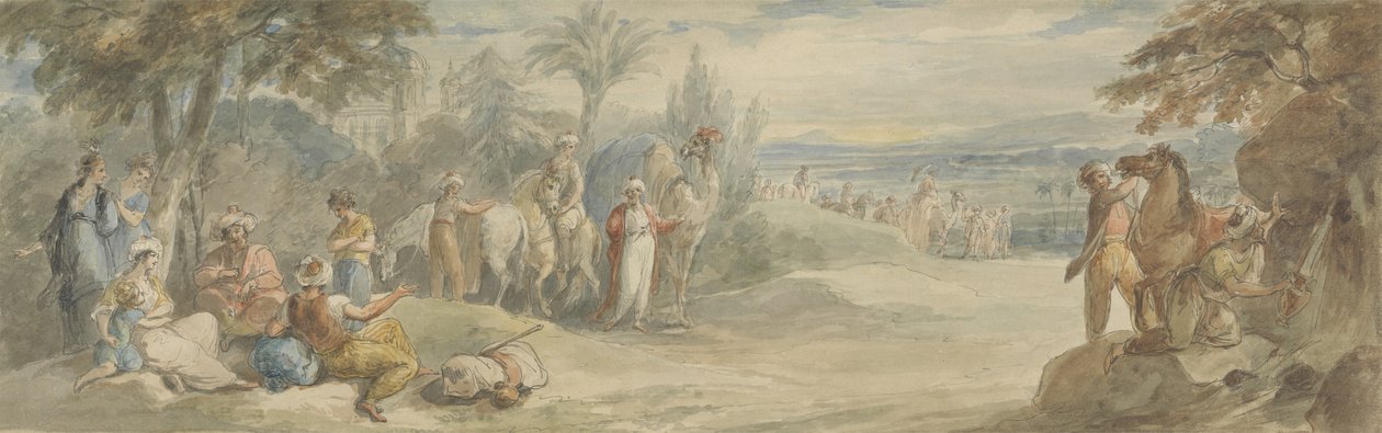 Resenärer i Turkiet (wc, penna och bläck över grafit på papper) av William Hamilton