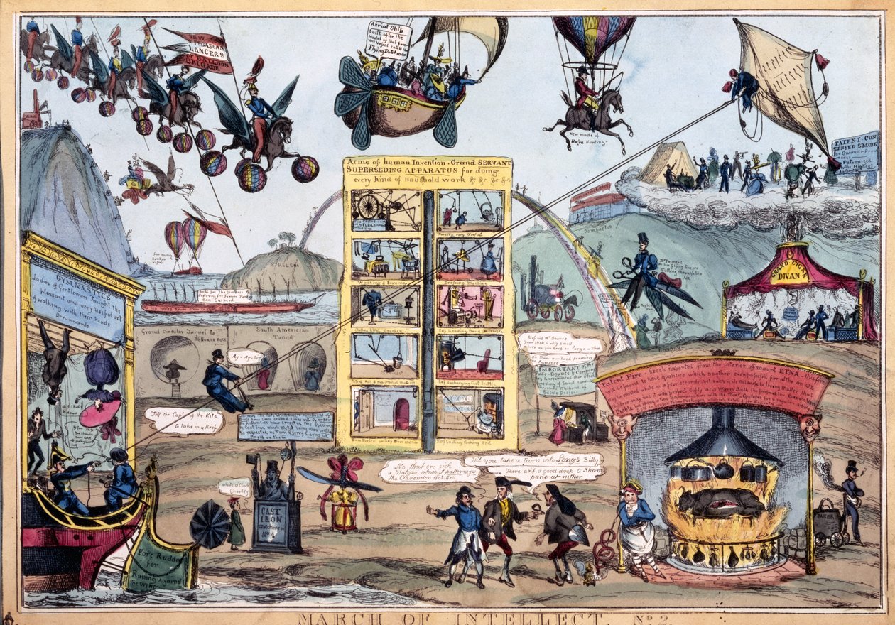 March of Intellect No.2, publicerad av Thomas McLean, c.1827 (färgad etsning) av William Heath