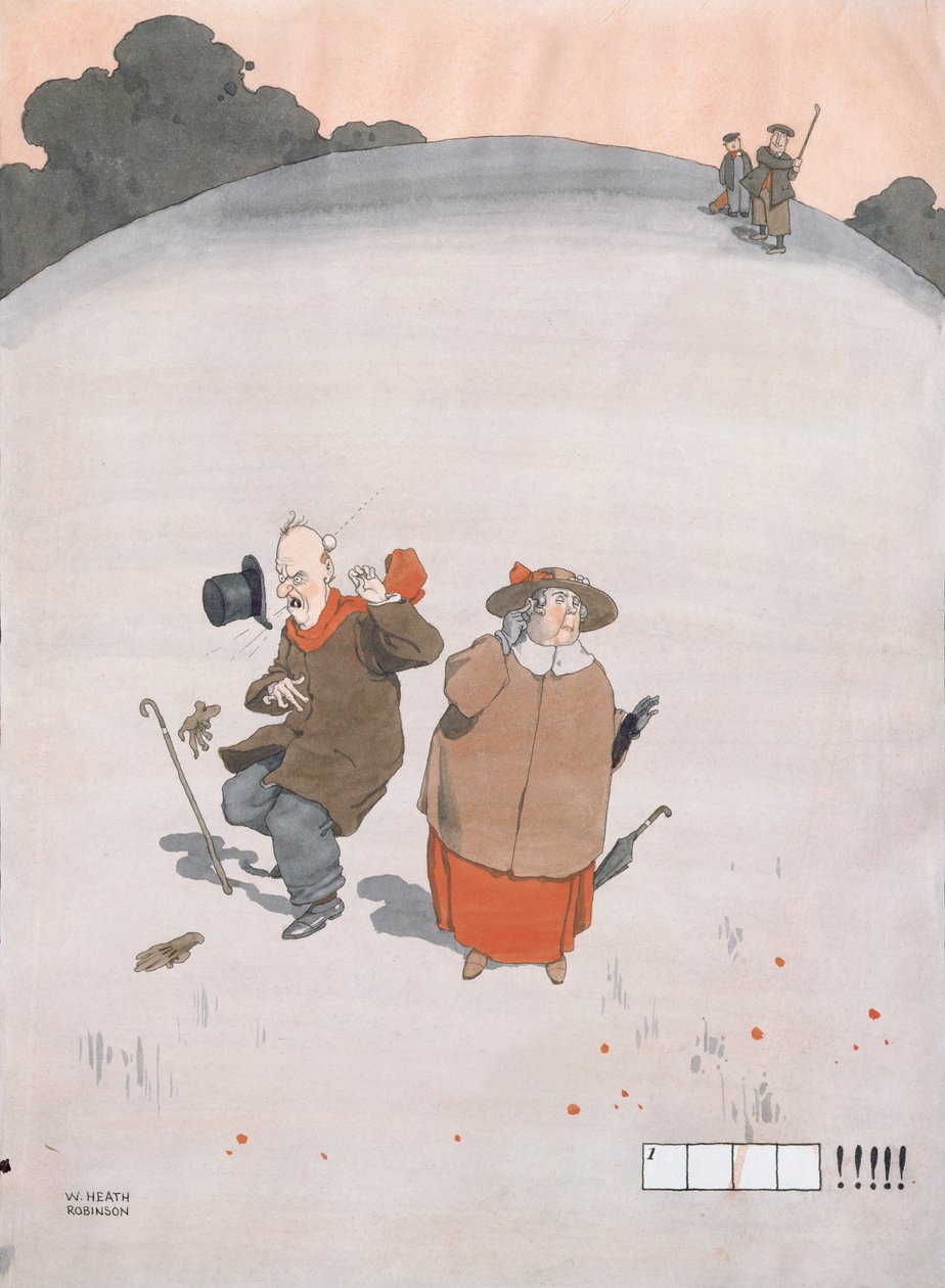 Ännu en illustrerad Crossword Puzzlette Across-illustration för Pearsons Magazine, julnummer 1925 (wc och gouache) av William Heath Robinson