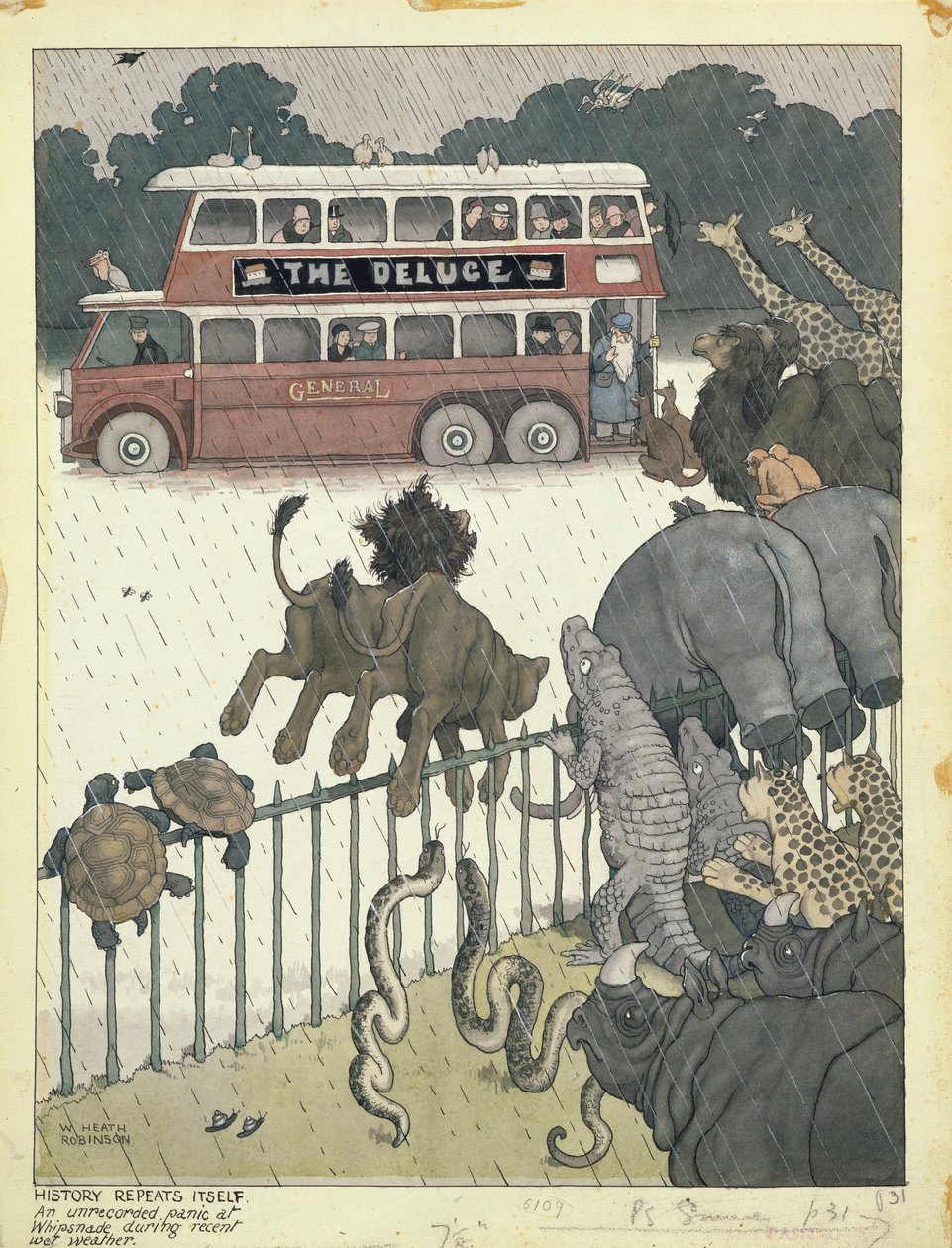 Historien upprepar sig: En oregistrerad panik vid Whipsnade under det senaste våta vädret av William Heath Robinson