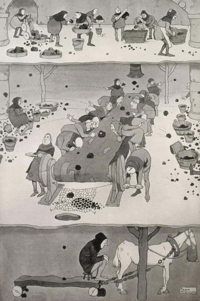 Sållning och plockning, c.1930 av William Heath Robinson