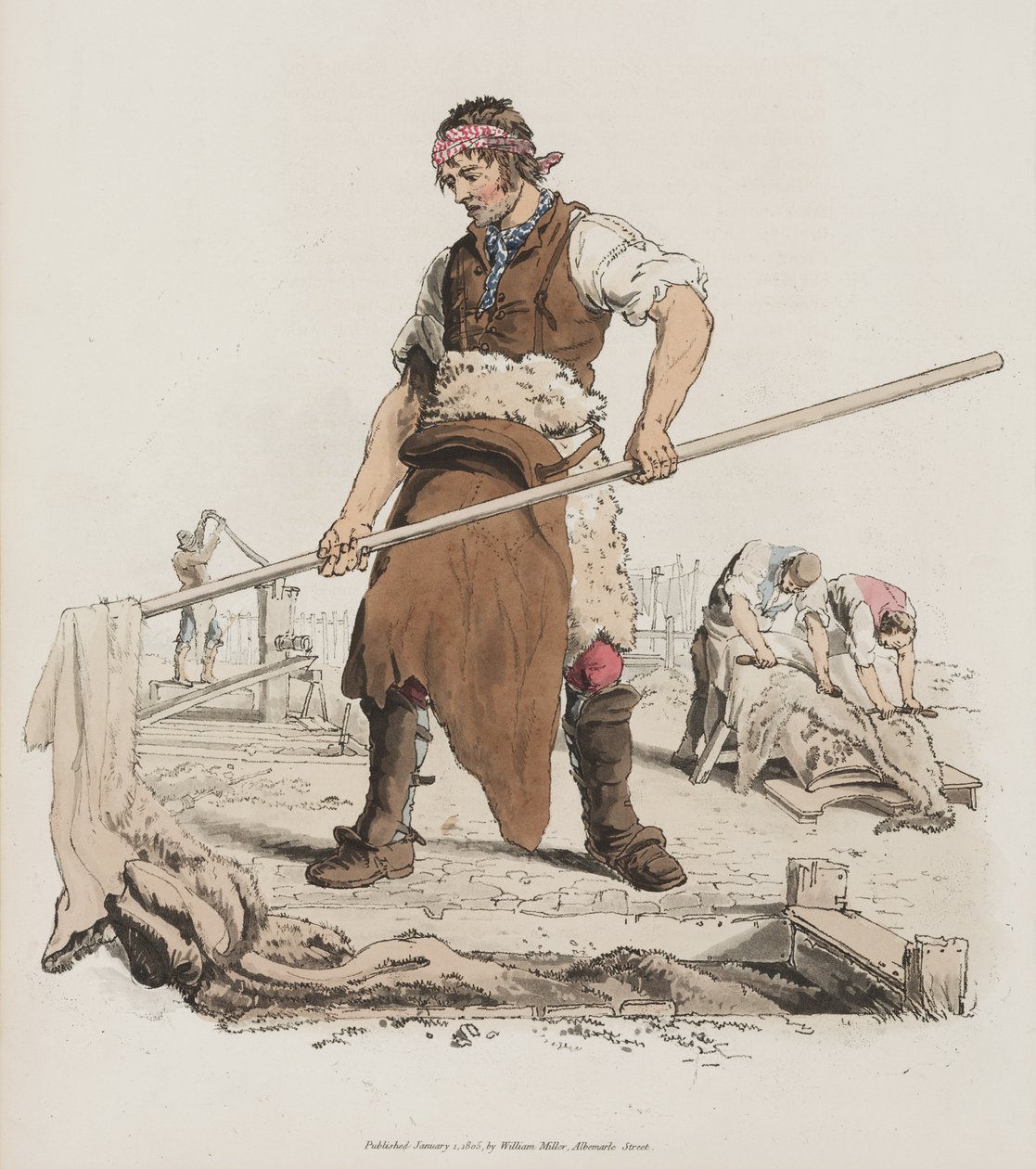 Tanning, från The Costume of Great Britain, 1805 (handfärgad akvatint) av William Henry Pyne