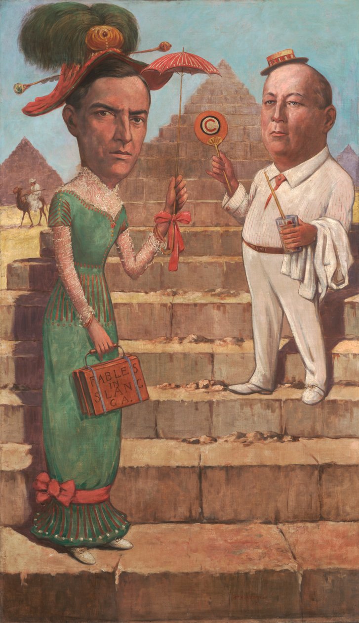 Karikatyr av George Ade och Orson Collins Wells, 1912 9olja på duk) av William Herman Schmedtgen