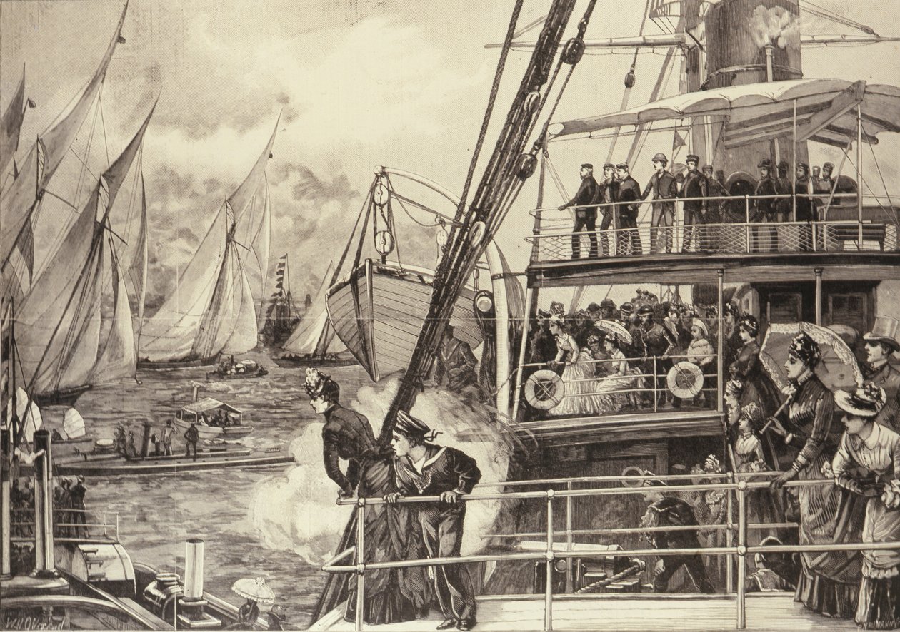 Prinsen av Wales startar Jubilee Yacht Race, från The Illustrated London News, 25 juni 1887 av William Heysham after Overend