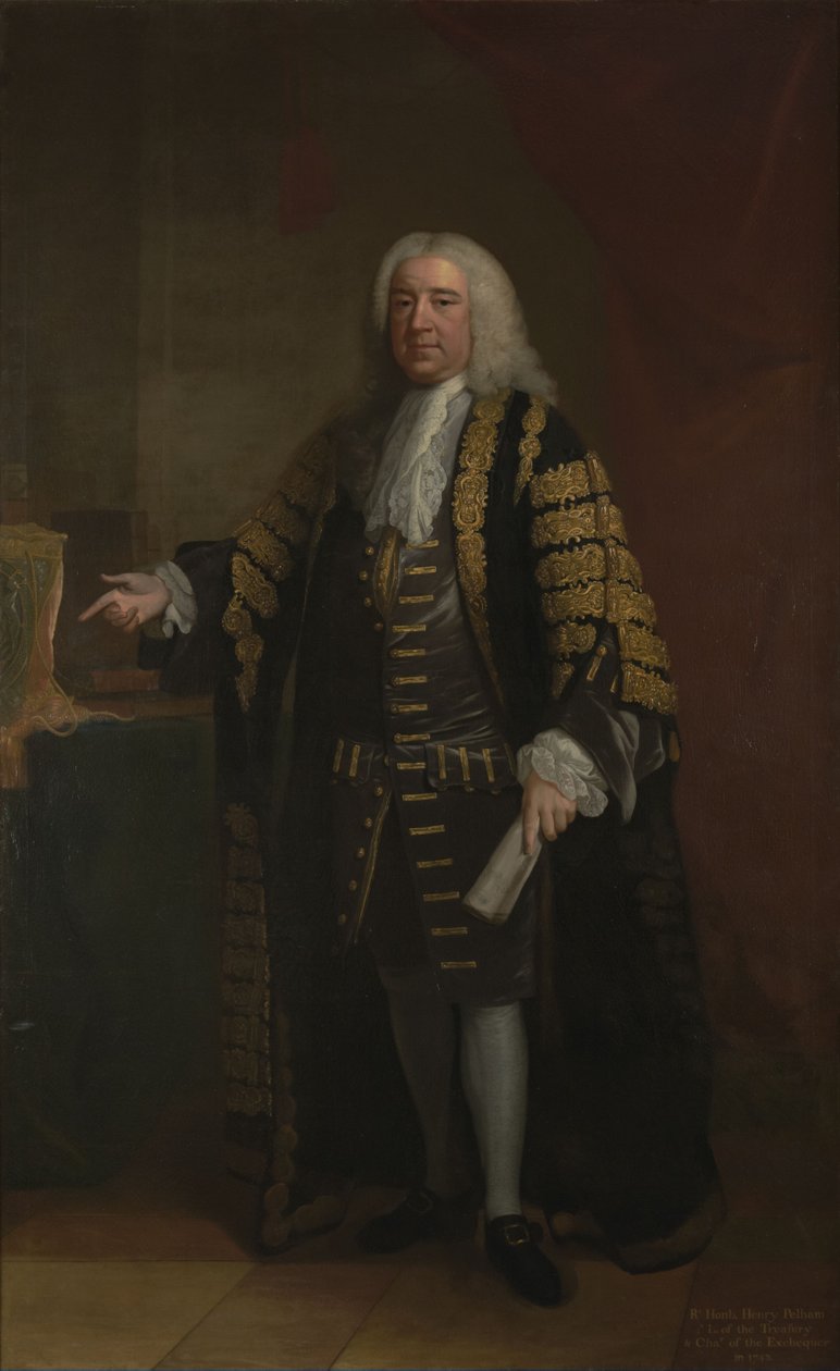 Porträtt av Henry Pelham, brittisk premiärminister (1694-1754) av William Hoare