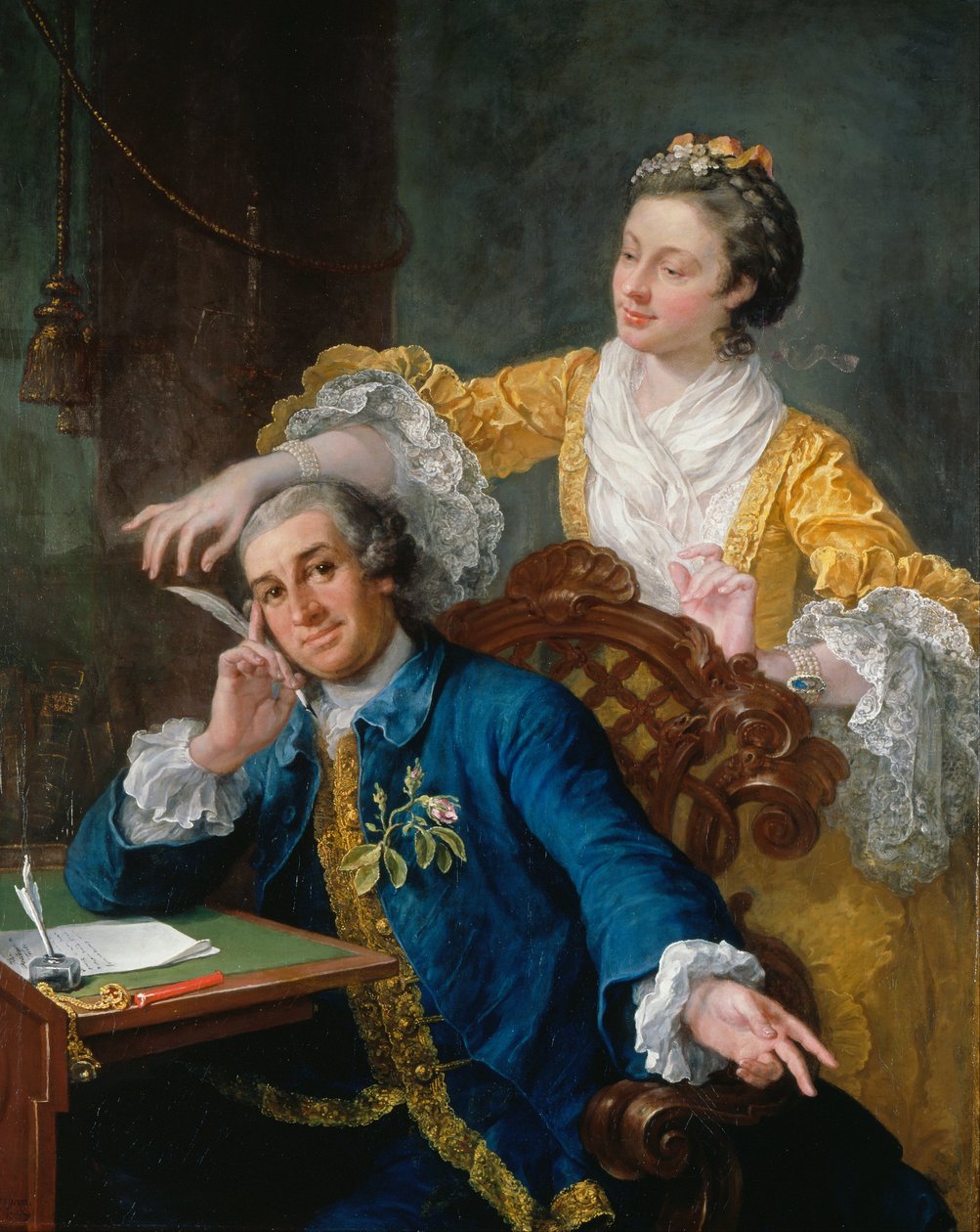 David Garrick (1717-79) med sin fru Eva-Maria Veigel, La Violette eller Violetti (1725 av William Hogarth