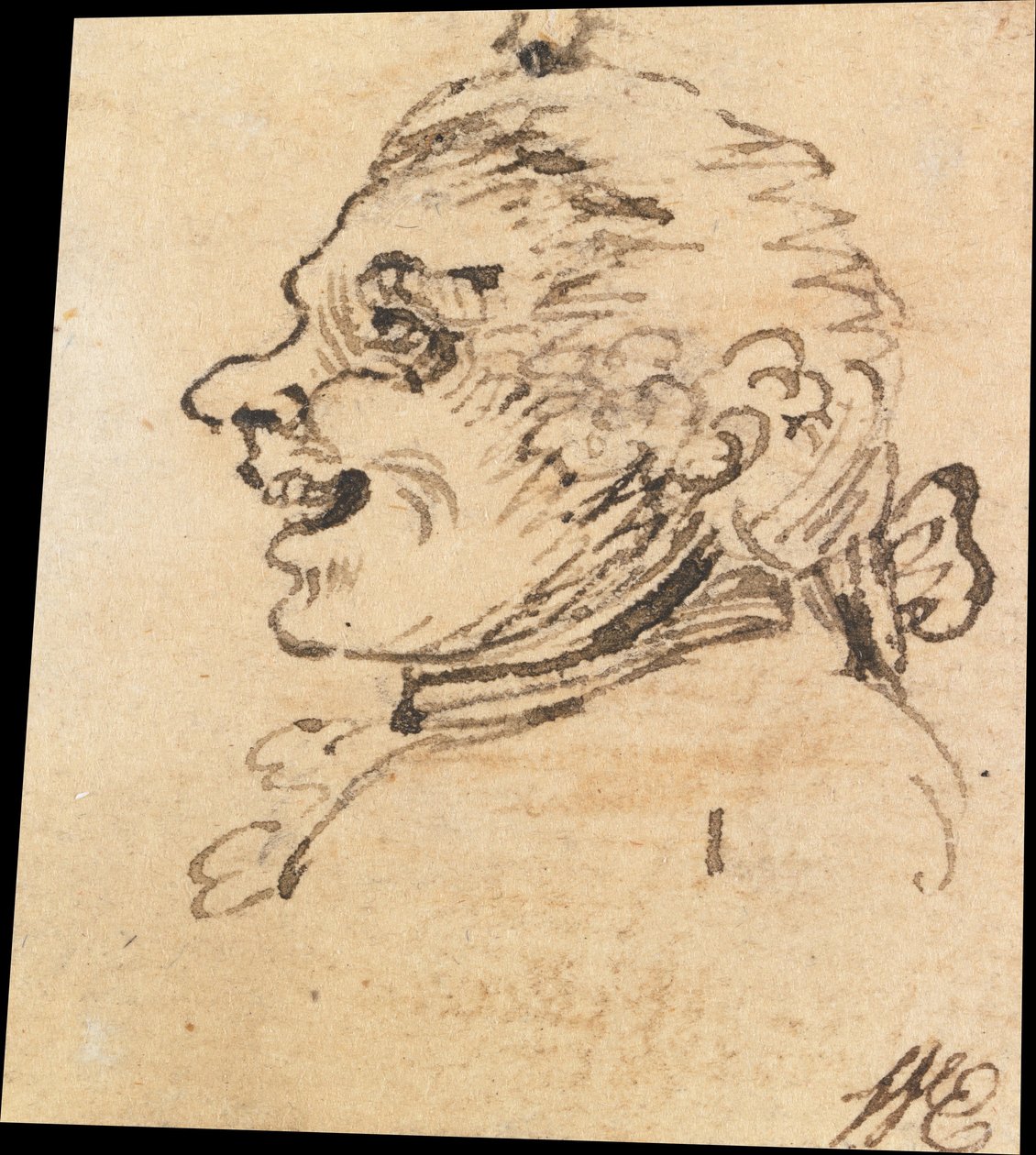 Groteskt manligt huvud av William Hogarth