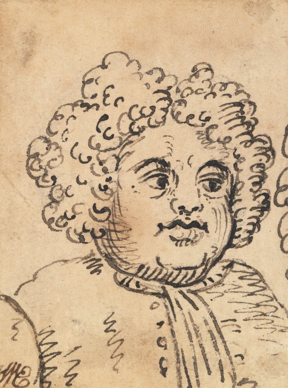 Groteskt manligt huvud av William Hogarth
