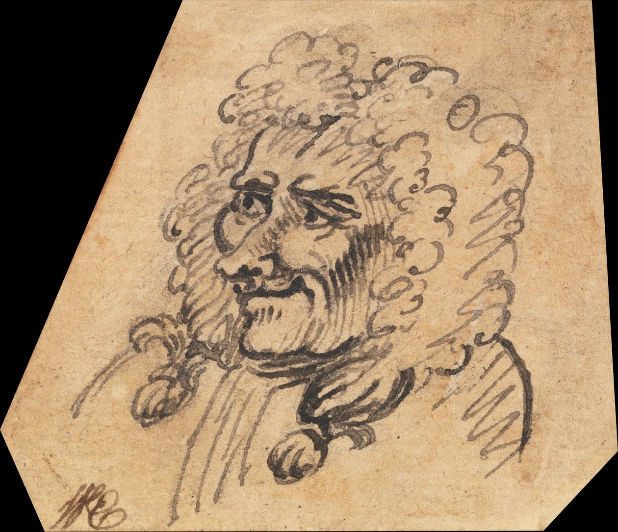 Groteskt manligt huvud av William Hogarth