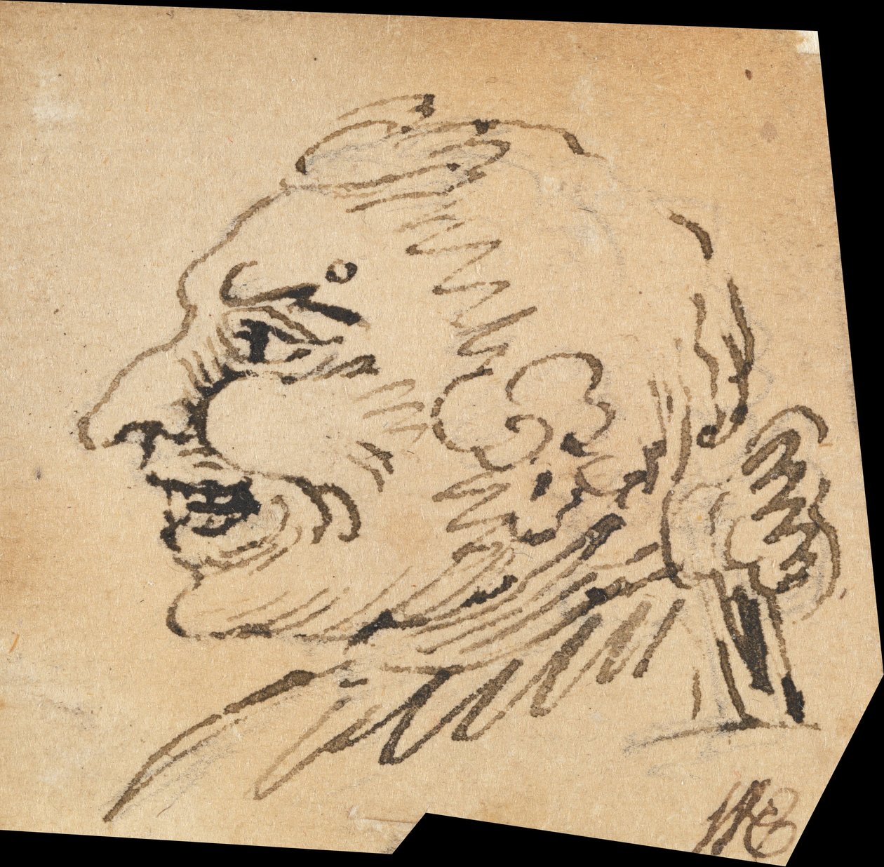 Groteskt manligt huvud av William Hogarth
