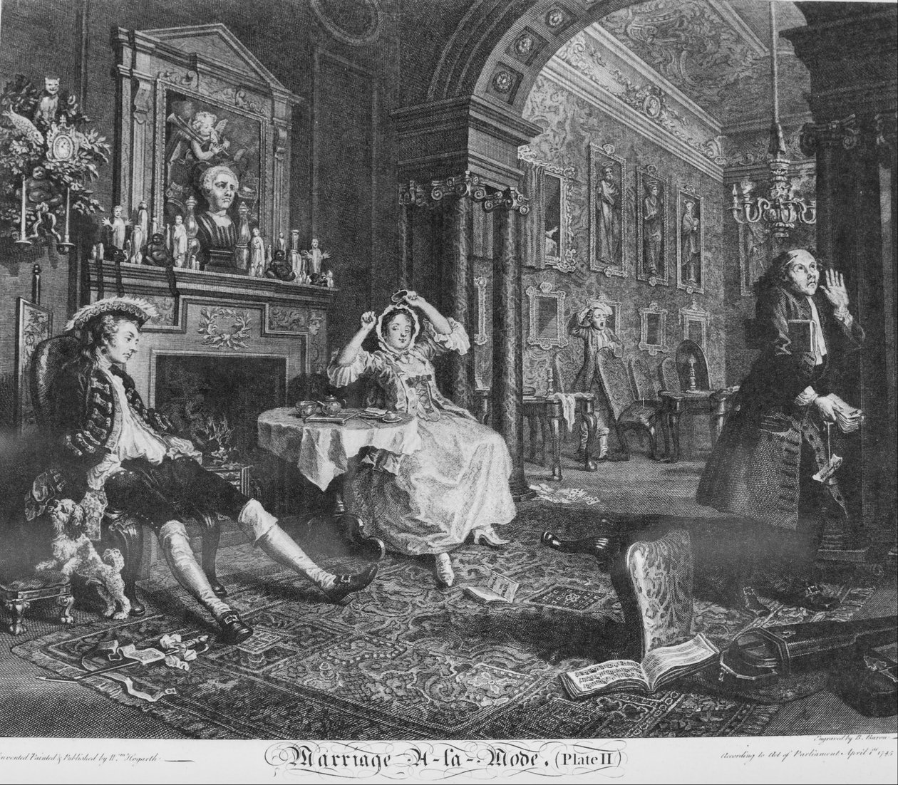 Äktenskap à la Mode, tallrik 2, (tidigt på morgonen) av William Hogarth