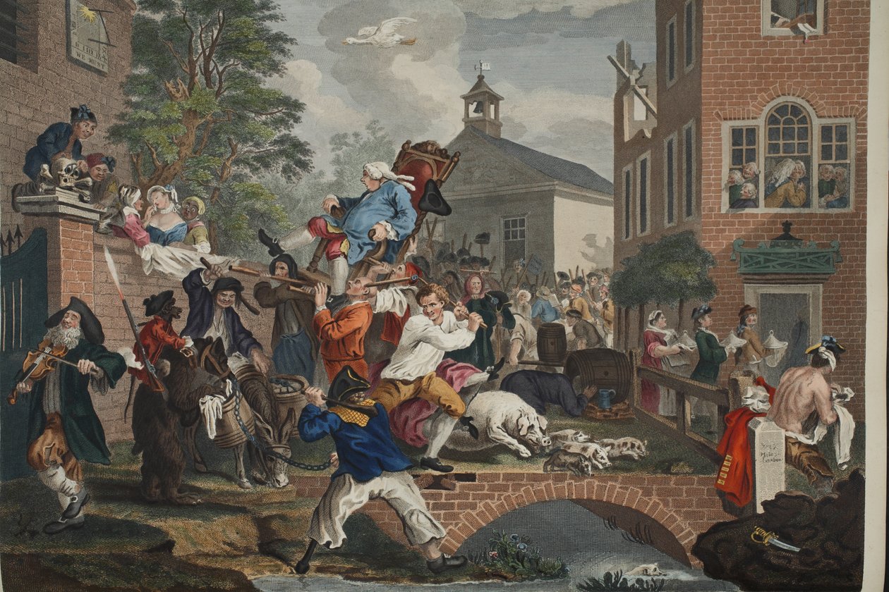 Valet, ordförande för medlemmen, illustration från "Hogarth Restored: The Whole Works of the hyllade William Hogarth, ingraverad av Thomas Cook", pub. 1812 (handfärgad gravyr) av William Hogarth