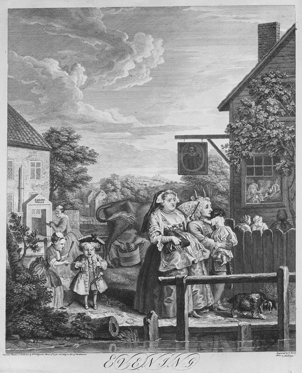 Tider på dagen, kväll, 1738 av William Hogarth