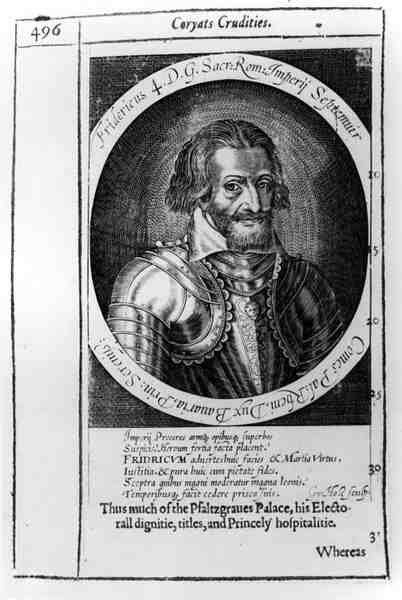 Porträtt av Fredrik IV (1415-1493), tysk-romersk kejsare, bokillustration från Coryats Crudities av William Hole