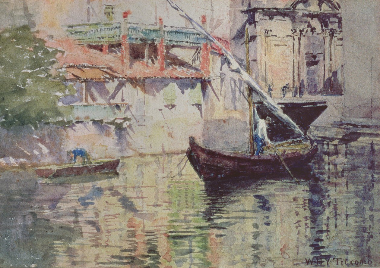 A Side Canal, Venedig (wc på papper) av William Holt Yates Titcomb