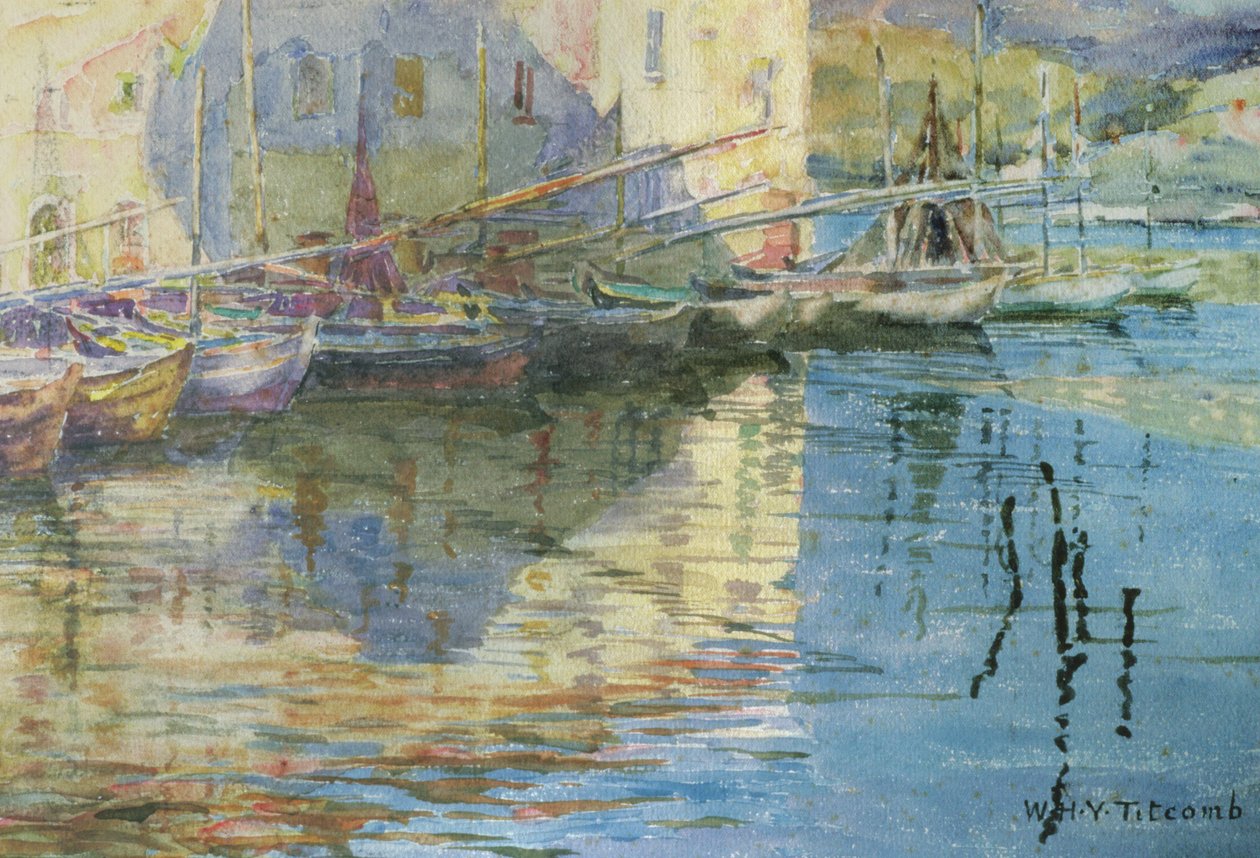 Båtar i Venedig (wc på papper) av William Holt Yates Titcomb